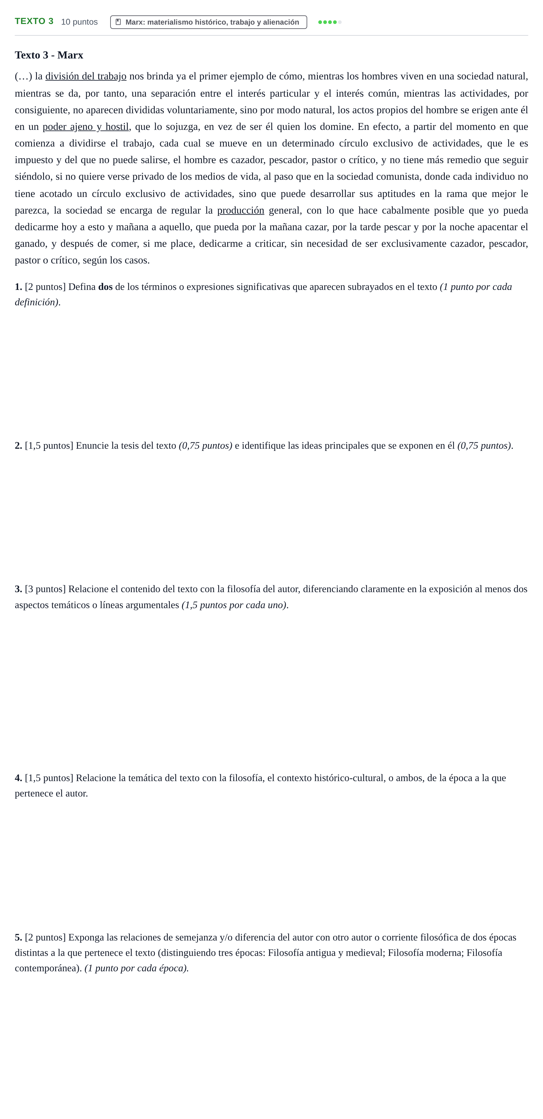 Enunciado: Ejercicio Texto 3 - Marx · Historia de la Filosofía PAU Cantabria Ordinaria 2024