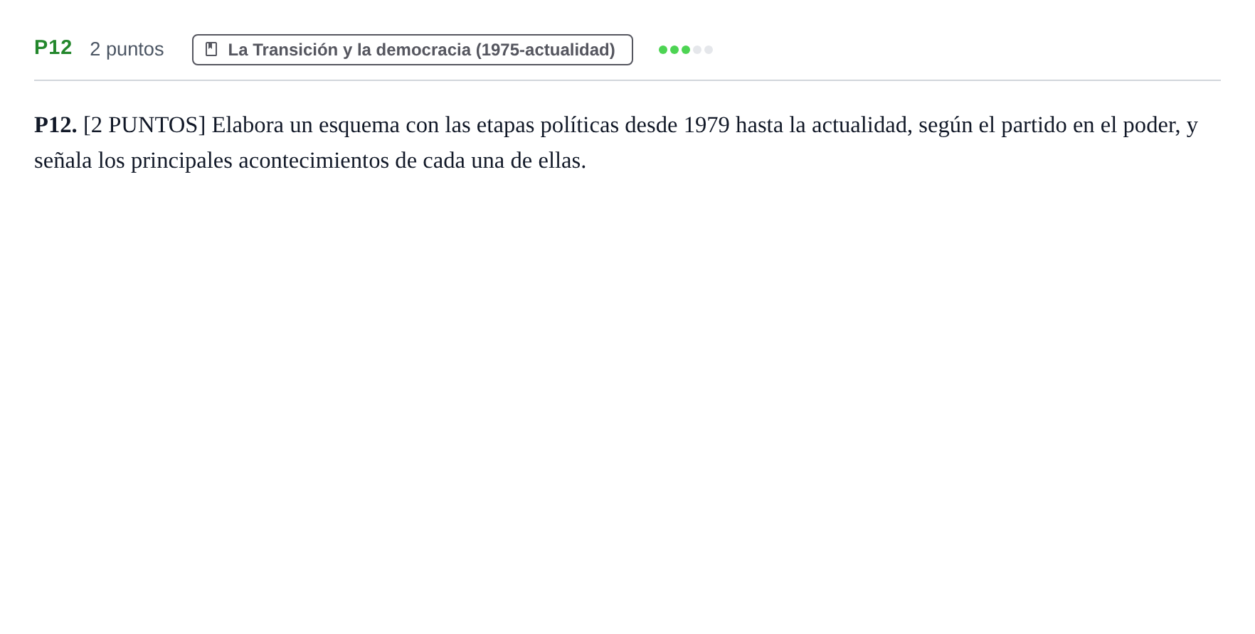 Enunciado: Ejercicio P12 · Historia de España PAU Cantabria Ordinaria 2024