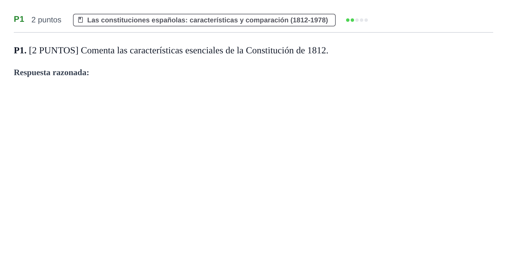 Enunciado: Ejercicio P1 · Historia de España PAU Cantabria Ordinaria 2024