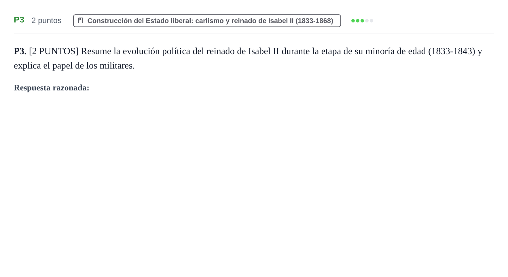 Enunciado: Ejercicio P3 · Historia de España PAU Cantabria Ordinaria 2024