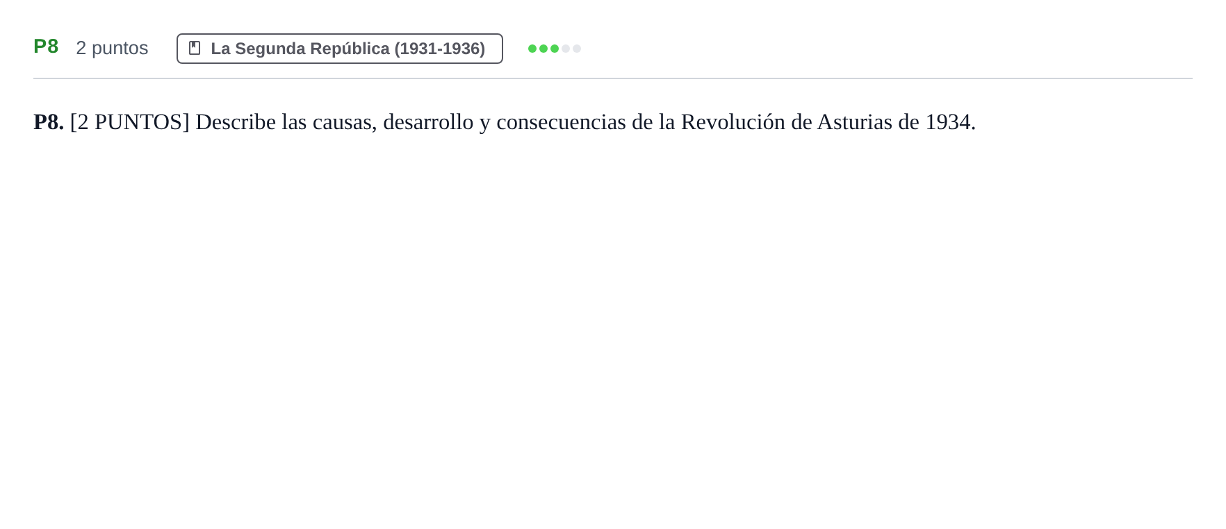 Enunciado: Ejercicio P8 · Historia de España PAU Cantabria Ordinaria 2024
