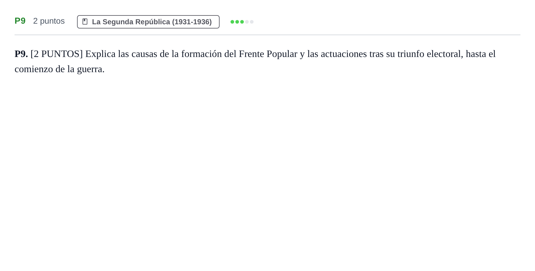 Enunciado: Ejercicio P9 · Historia de España PAU Cantabria Ordinaria 2024