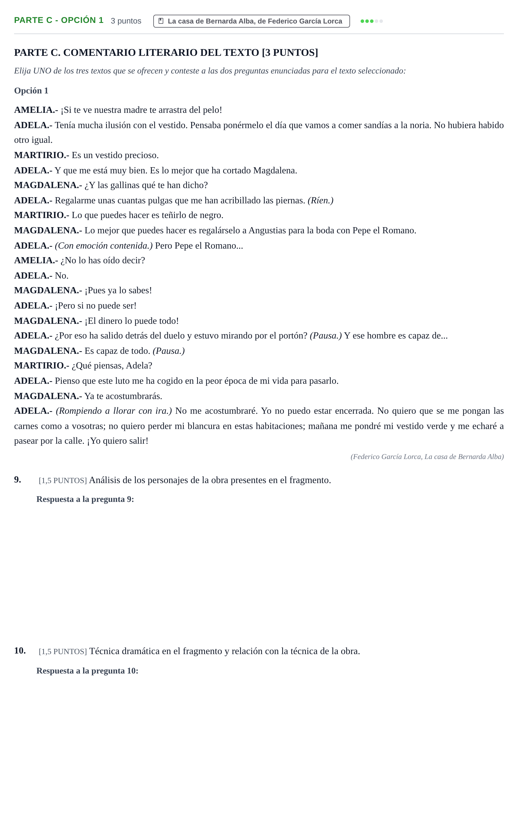 Enunciado: Ejercicio Parte C - Opción 1 · Lengua Castellana y Literatura II PAU Cantabria Extraordinaria 2024