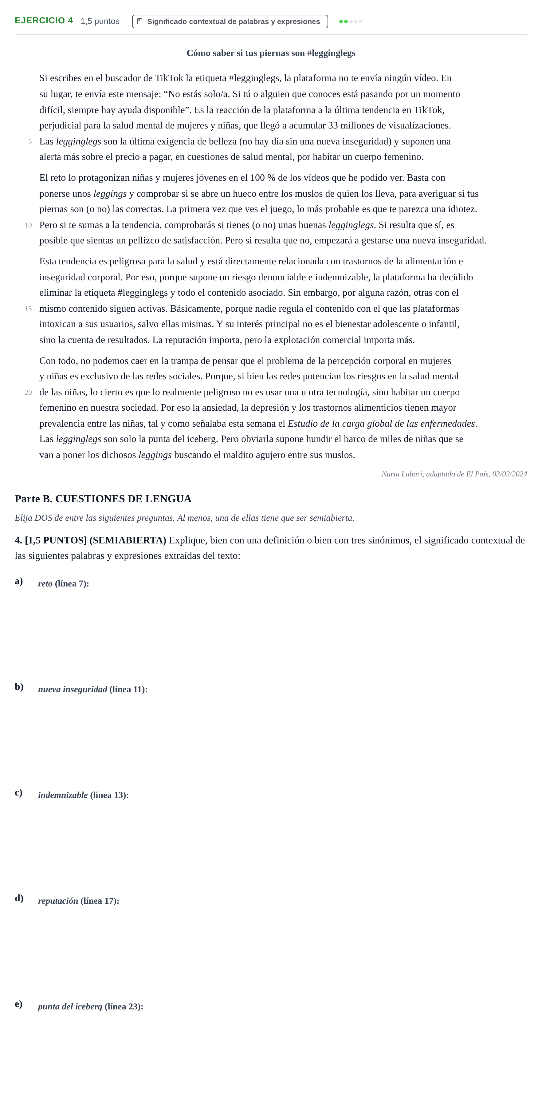 Enunciado: Problema 4 · Lengua Castellana y Literatura II PAU Cantabria Extraordinaria 2024