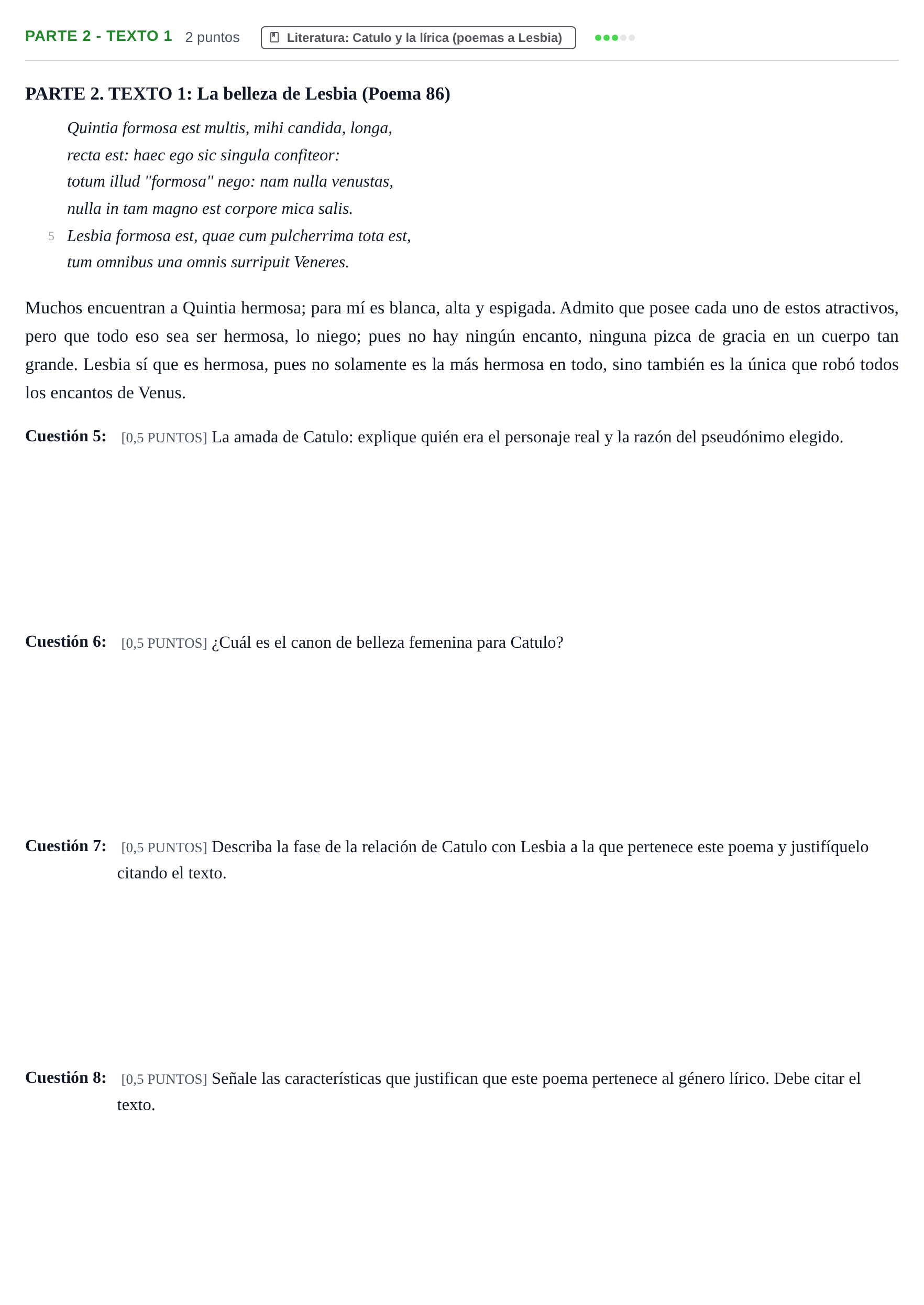 Enunciado: Ejercicio Parte 2 - Texto 1 · Latín II PAU Cantabria Ordinaria 2024