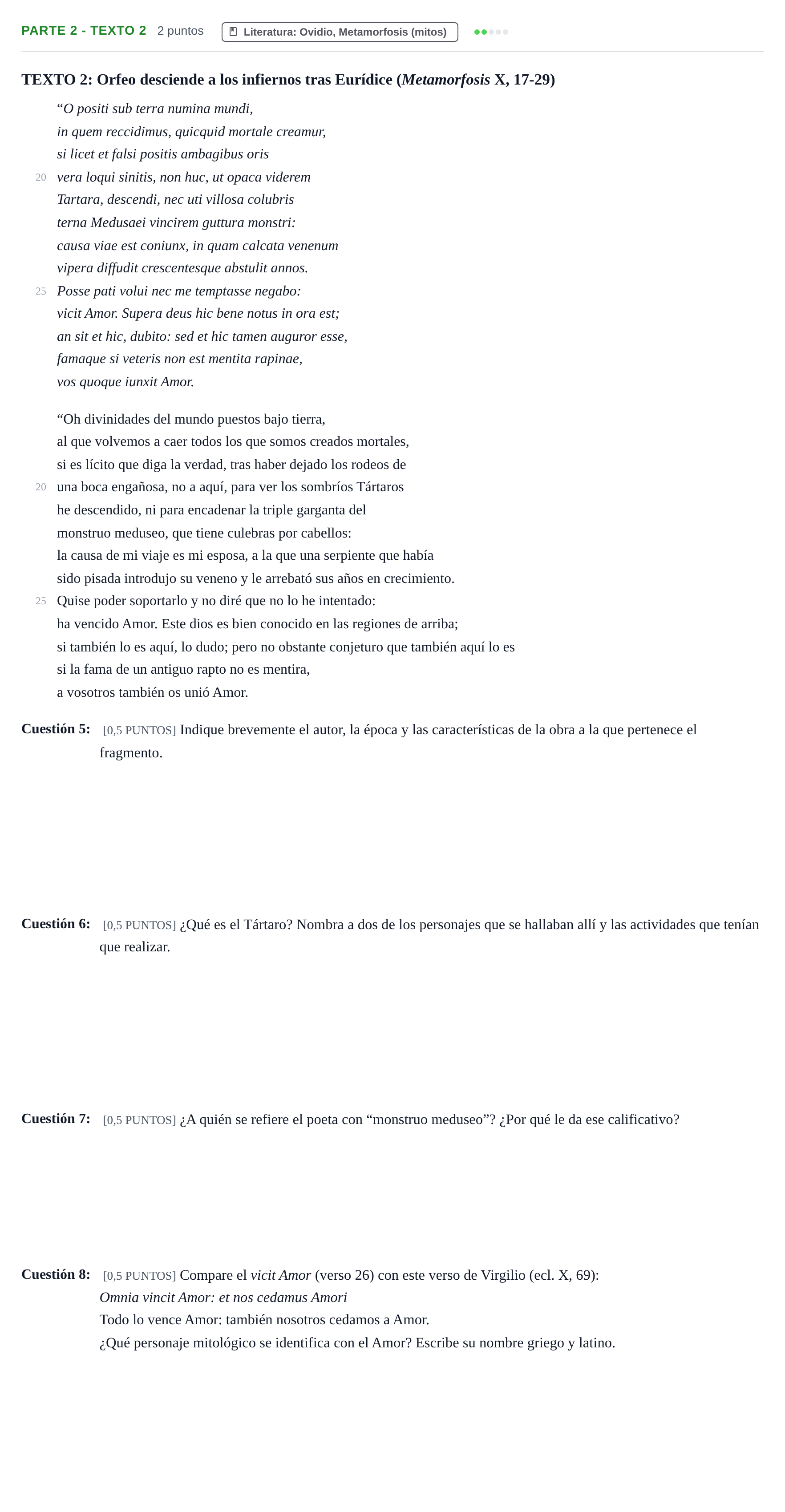 Enunciado: Ejercicio Parte 2 - Texto 2 · Latín II PAU Cantabria Ordinaria 2024