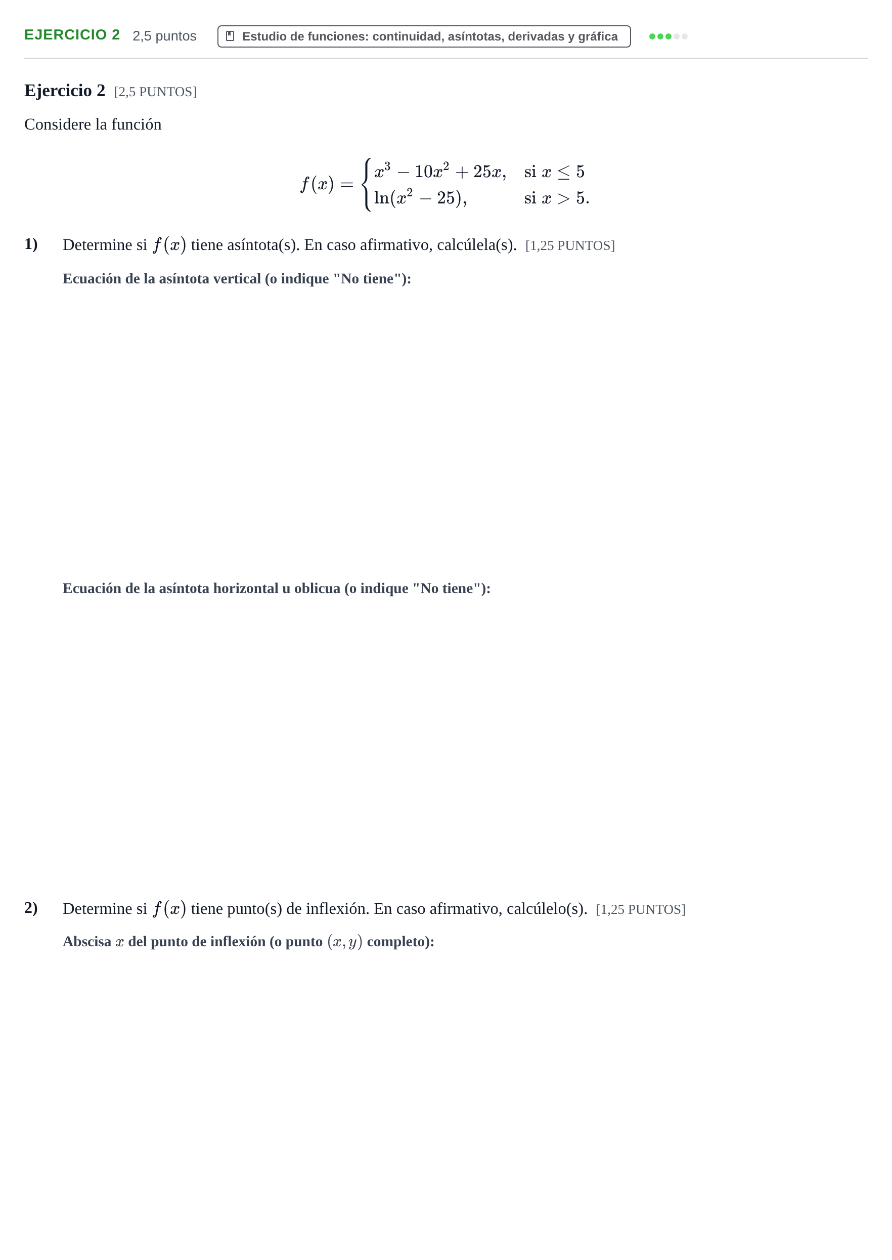 Enunciado: Ejercicio 2 · Matemáticas II PAU Cantabria Extraordinaria 2024