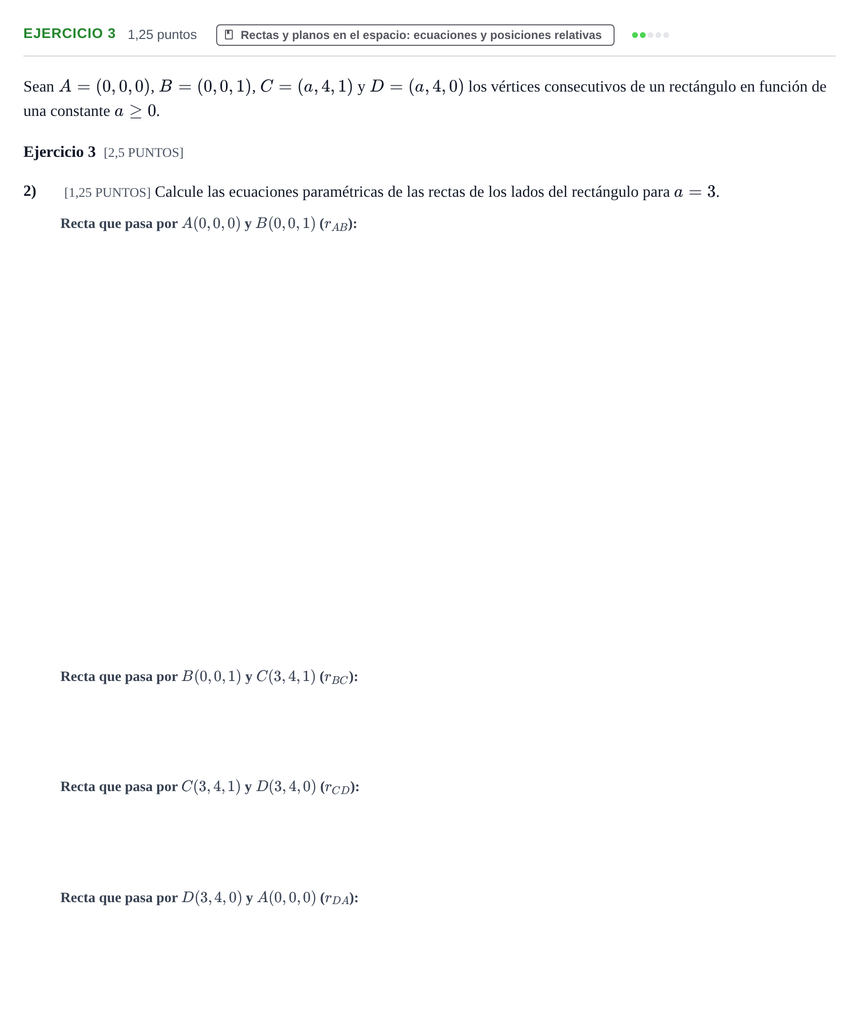 Enunciado: Ejercicio 3 - Rectas y planos · Matemáticas II PAU Cantabria Extraordinaria 2024