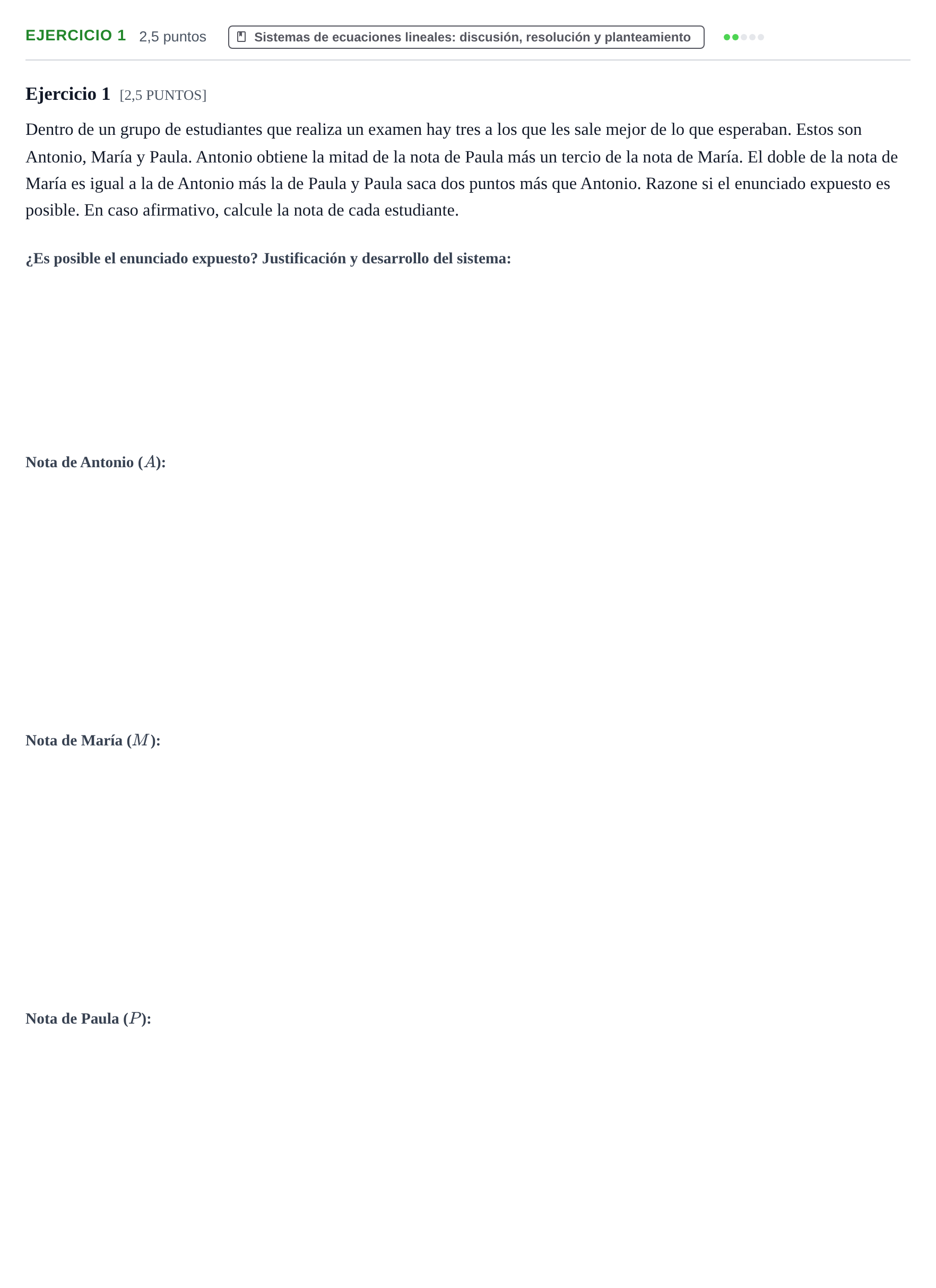 Enunciado: Ejercicio 1 · Matemáticas II PAU Cantabria Ordinaria 2024