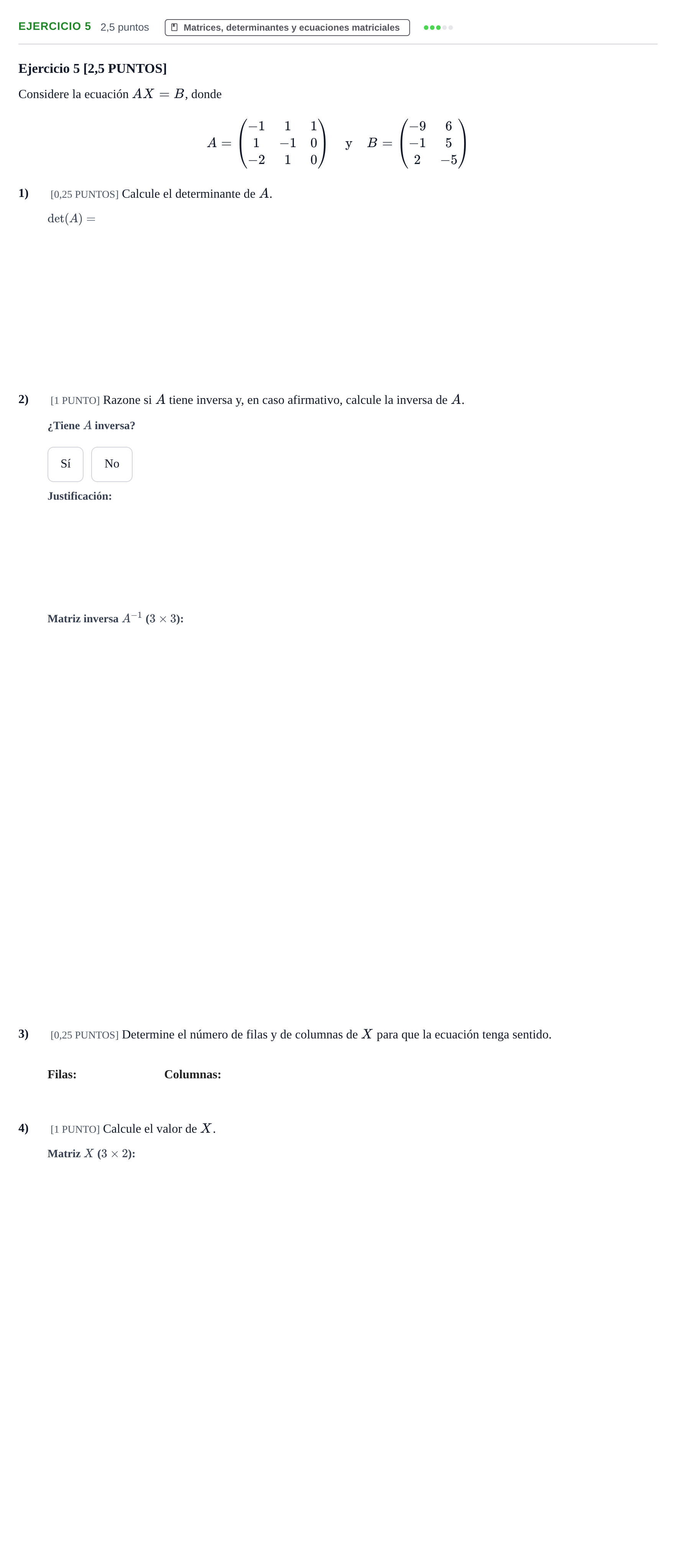 Enunciado: Ejercicio 5 · Matemáticas II PAU Cantabria Ordinaria 2024