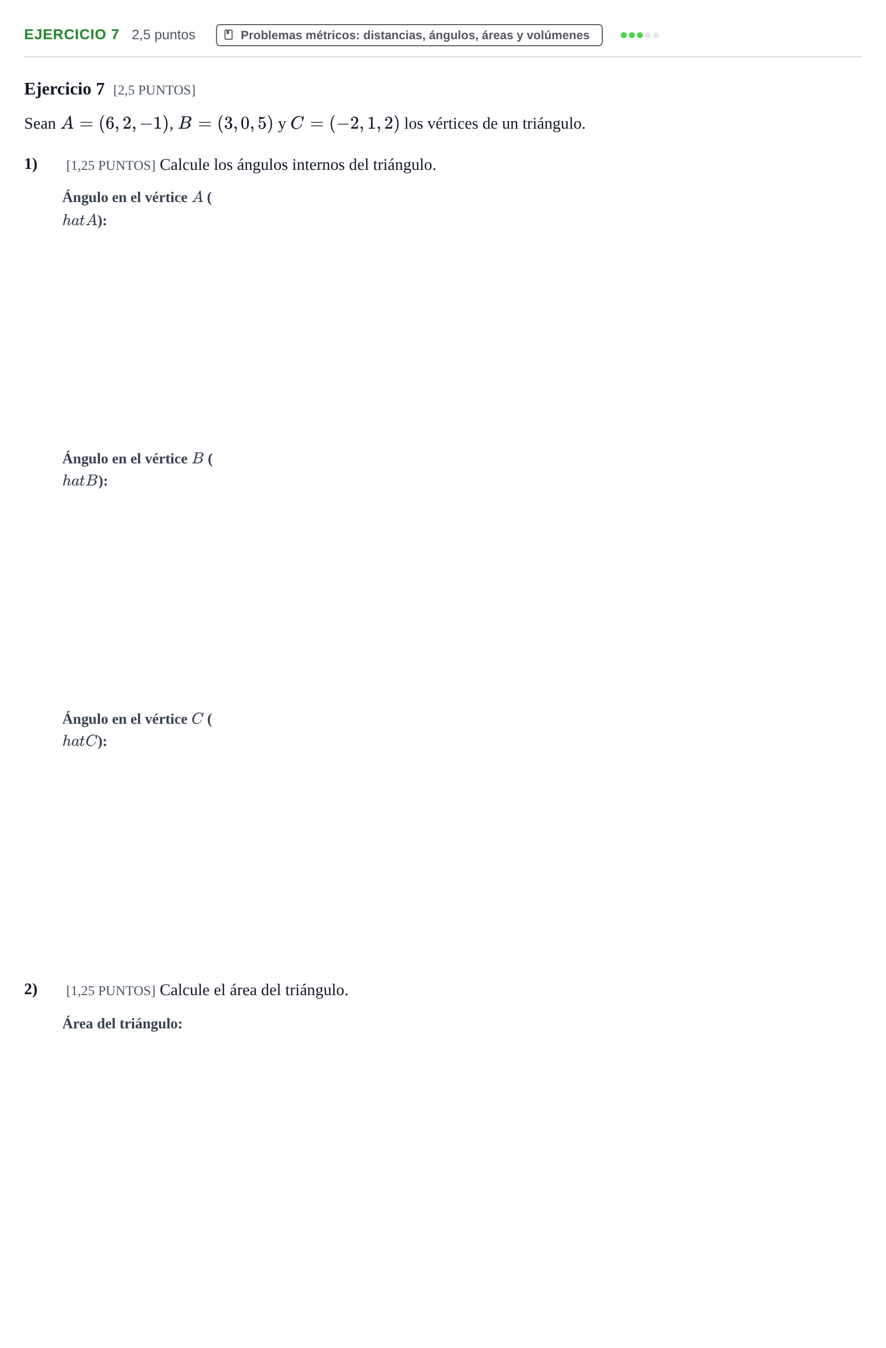 Enunciado: Ejercicio 7 · Matemáticas II PAU Cantabria Ordinaria 2024