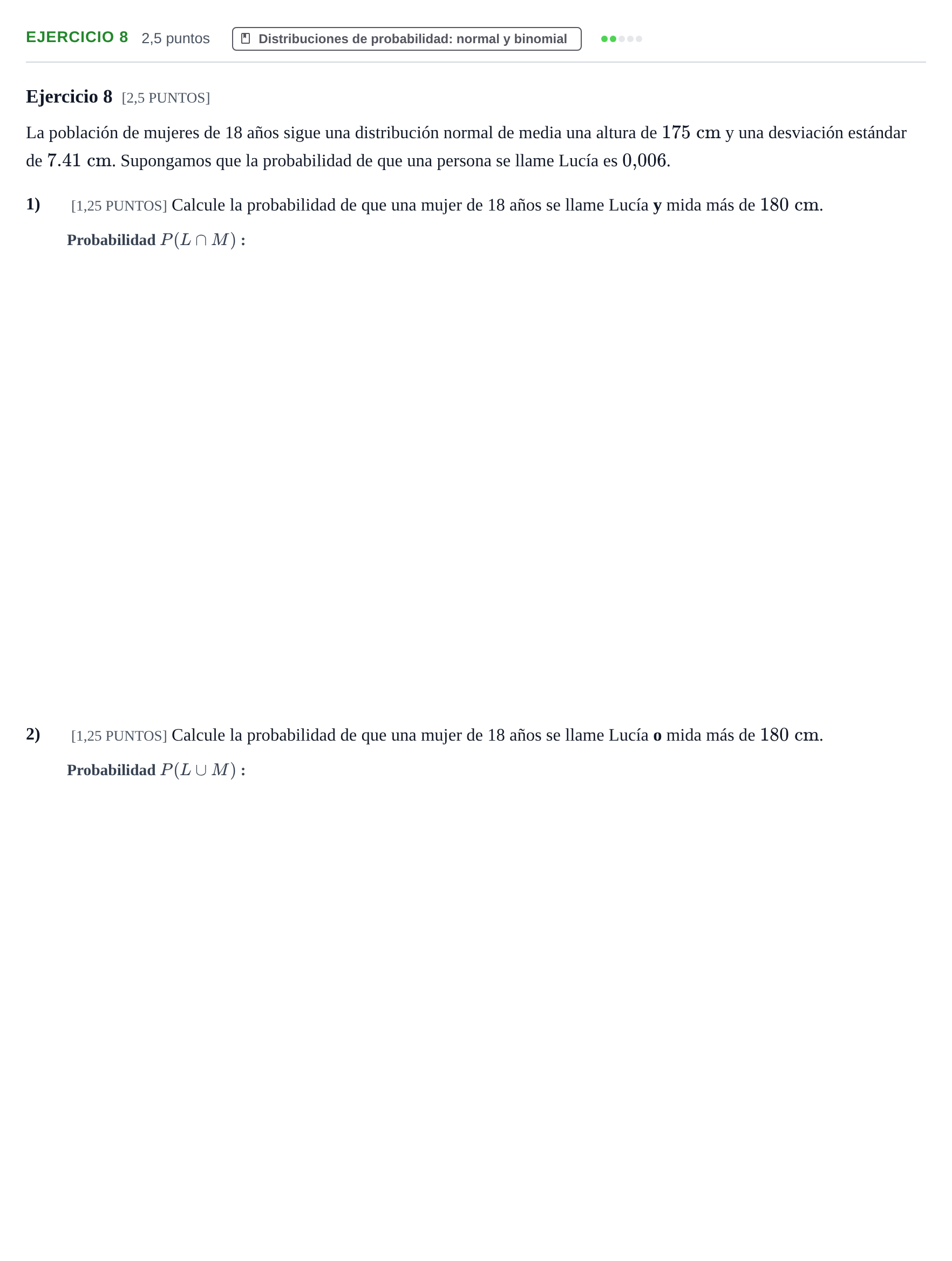Enunciado: Ejercicio 8 · Matemáticas II PAU Cantabria Ordinaria 2024