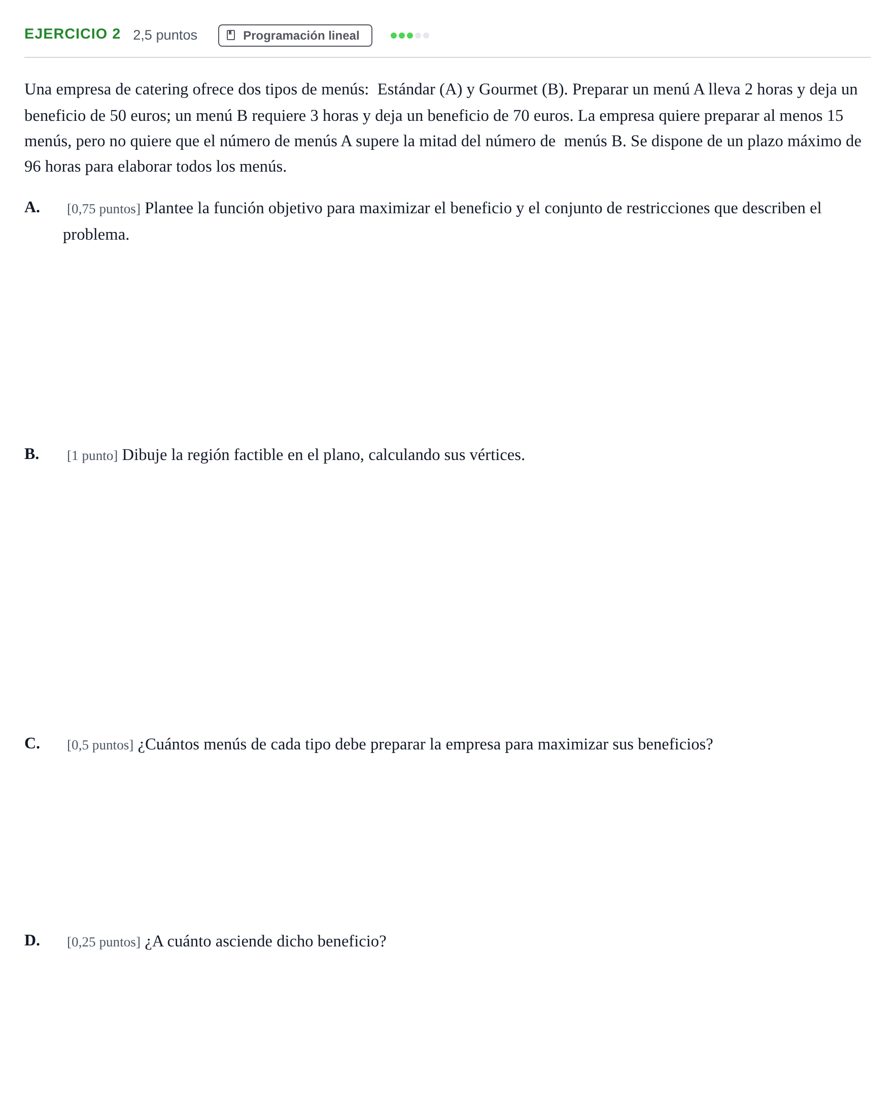Enunciado: Ejercicio 2 · Matemáticas aplicadas a las Ciencias Sociales II PAU Cantabria Extraordinaria 2024