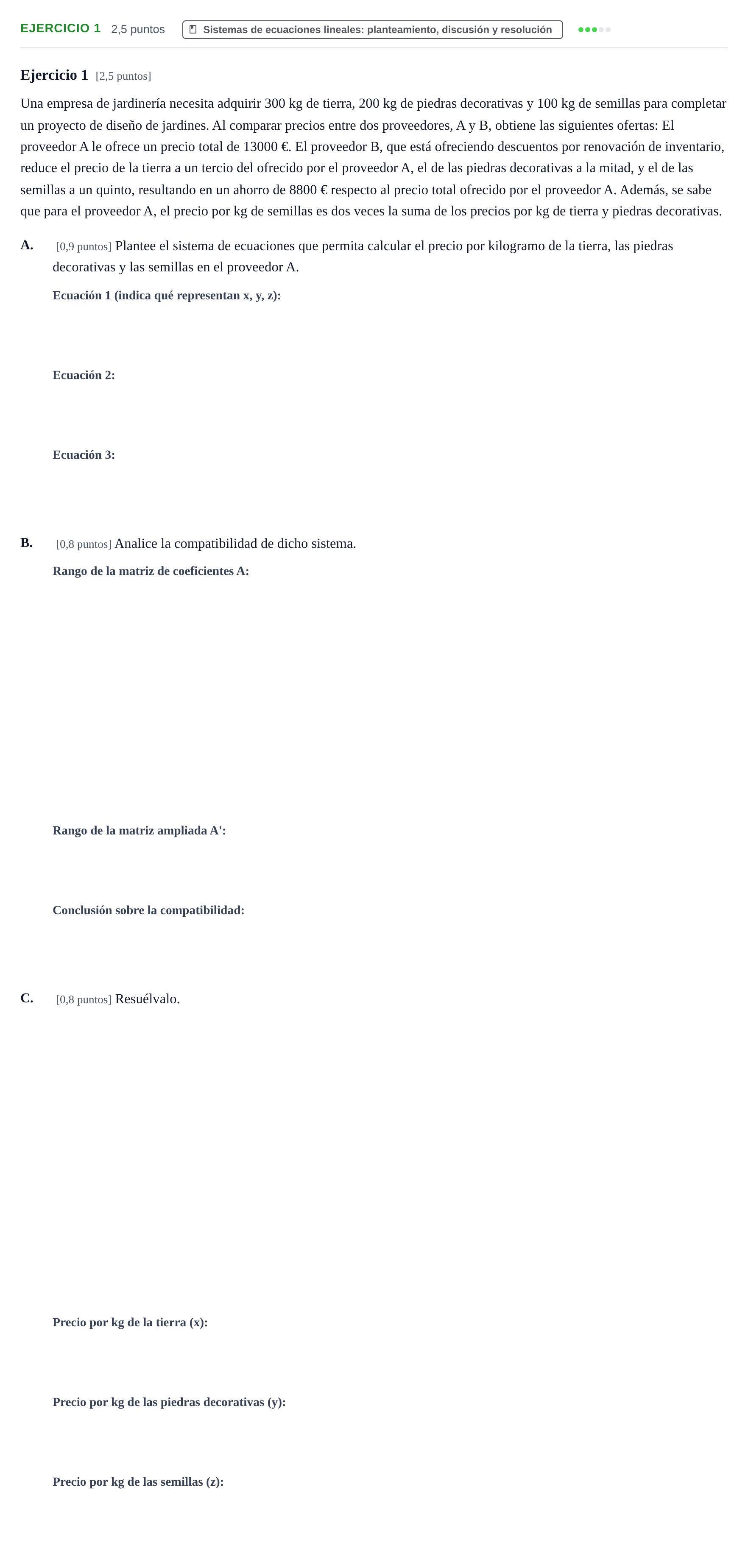 Enunciado: Ejercicio 1 · Matemáticas aplicadas a las Ciencias Sociales II PAU Cantabria Ordinaria 2024
