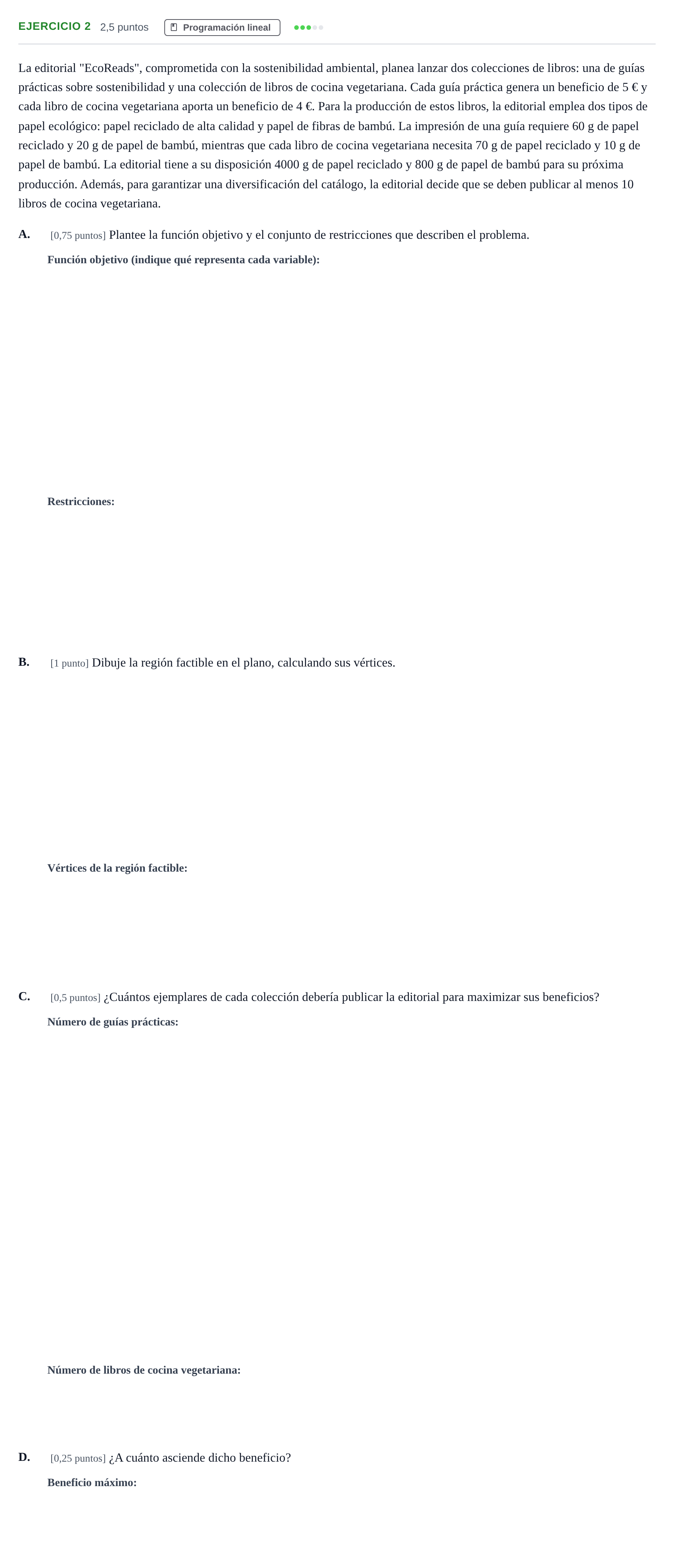 Enunciado: Ejercicio 2 · Matemáticas aplicadas a las Ciencias Sociales II PAU Cantabria Ordinaria 2024