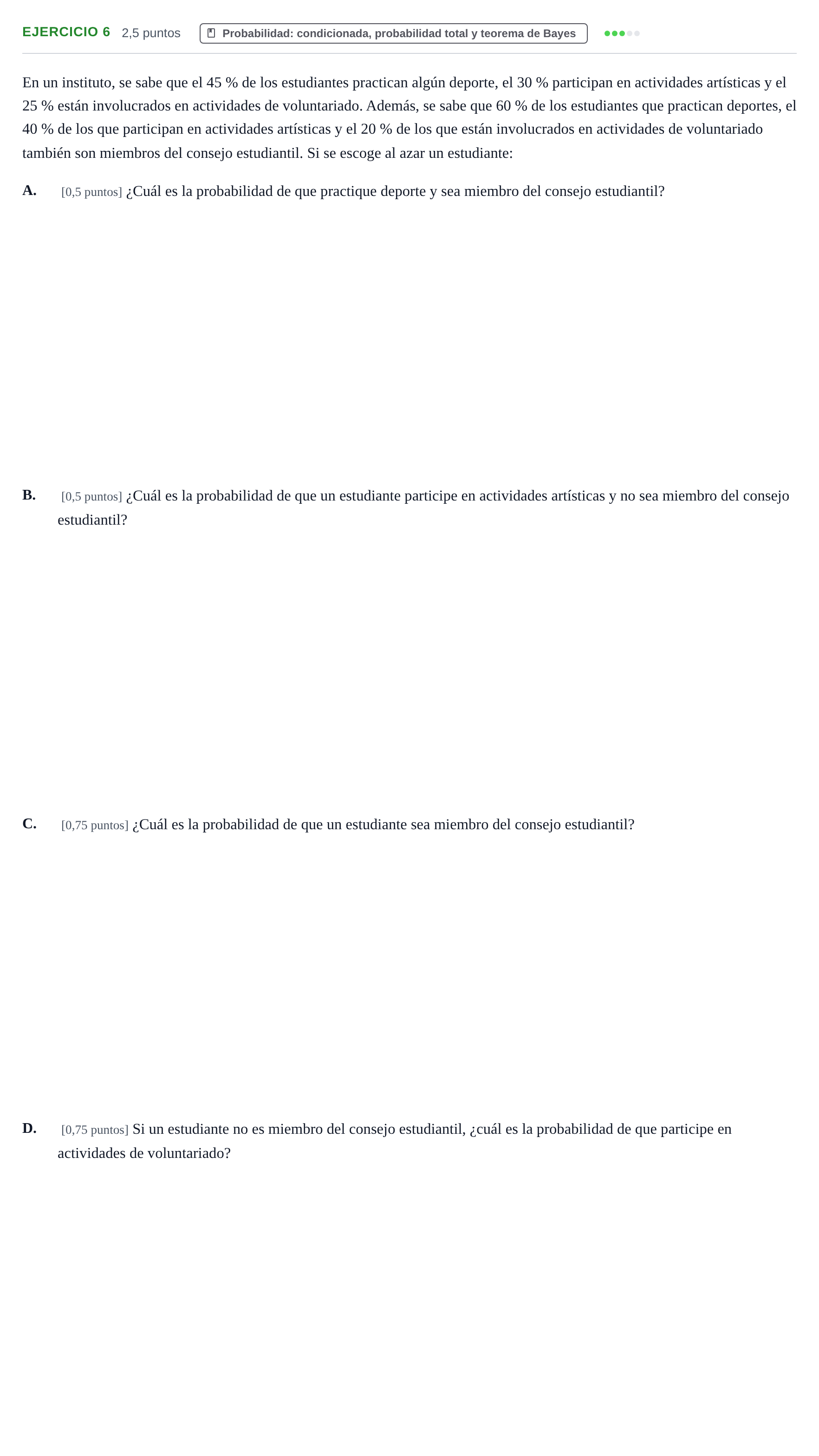 Enunciado: Ejercicio 6 · Matemáticas aplicadas a las Ciencias Sociales II PAU Cantabria Ordinaria 2024