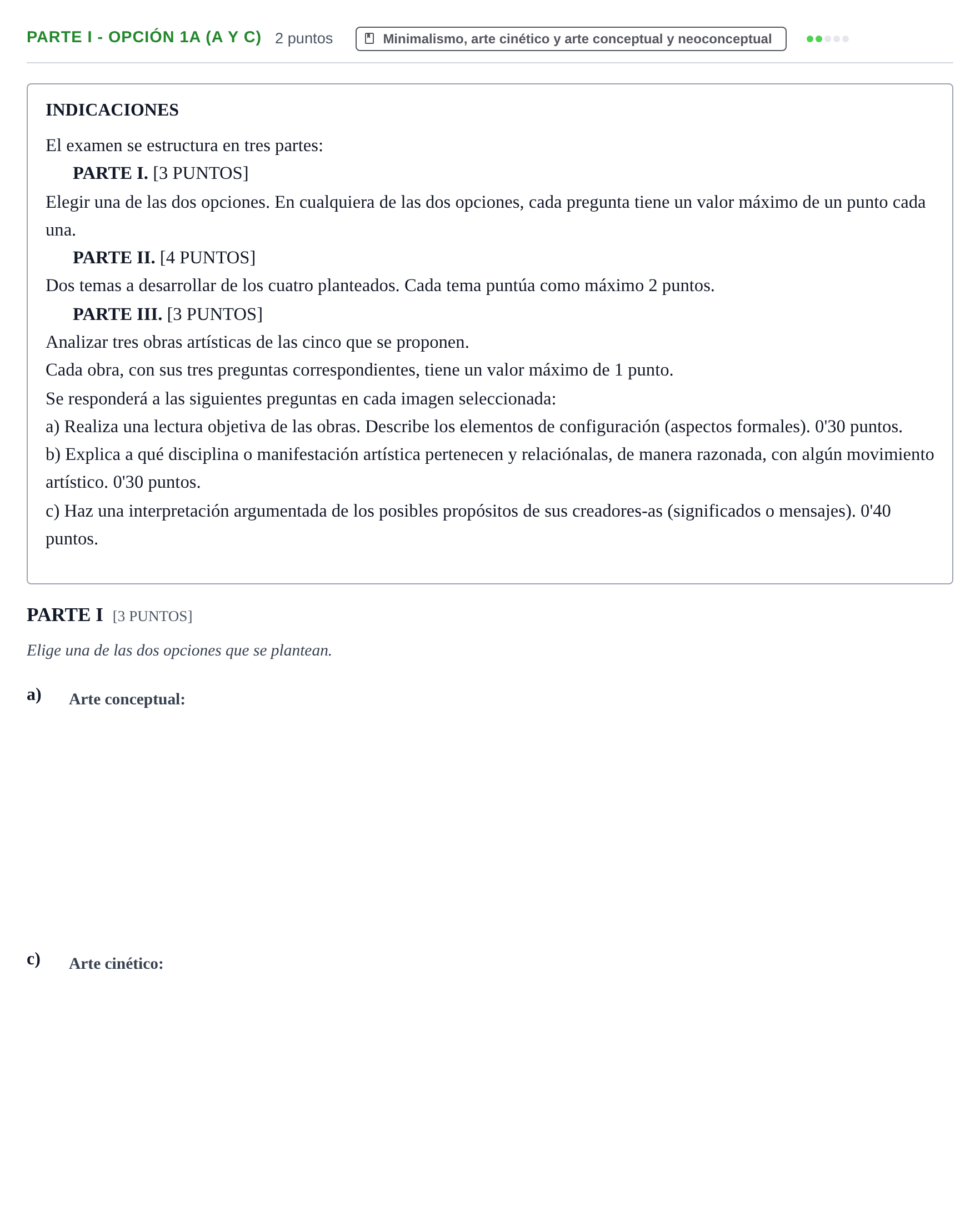Enunciado: Ejercicio Parte I - Opción 1A (a y c) · Movimientos Culturales y Artísticos PAU Cantabria Extraordinaria 2024