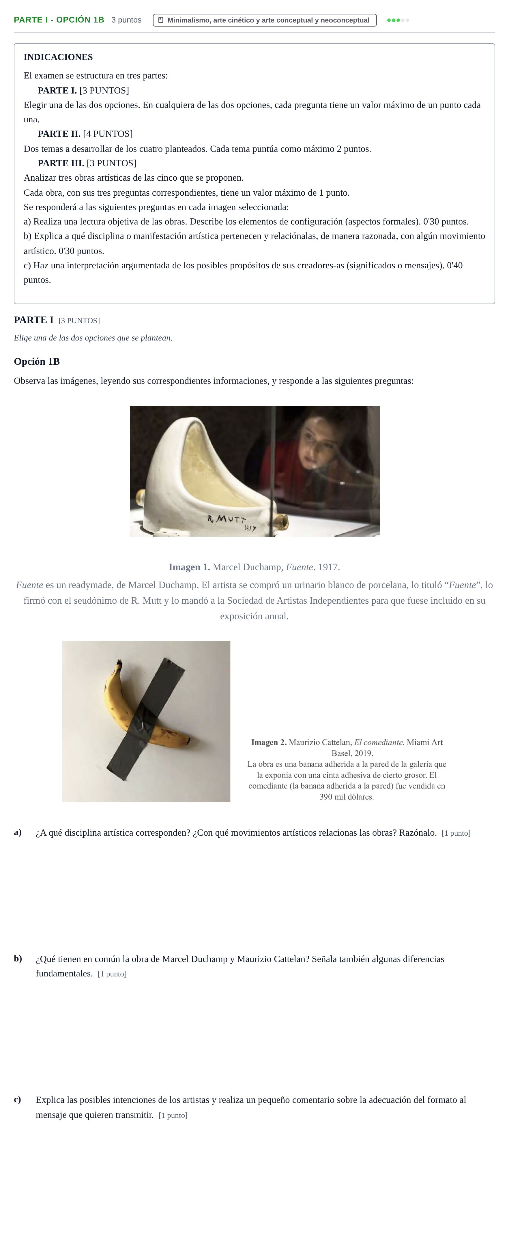 Enunciado: Ejercicio Parte I - Opción 1B · Movimientos Culturales y Artísticos PAU Cantabria Extraordinaria 2024