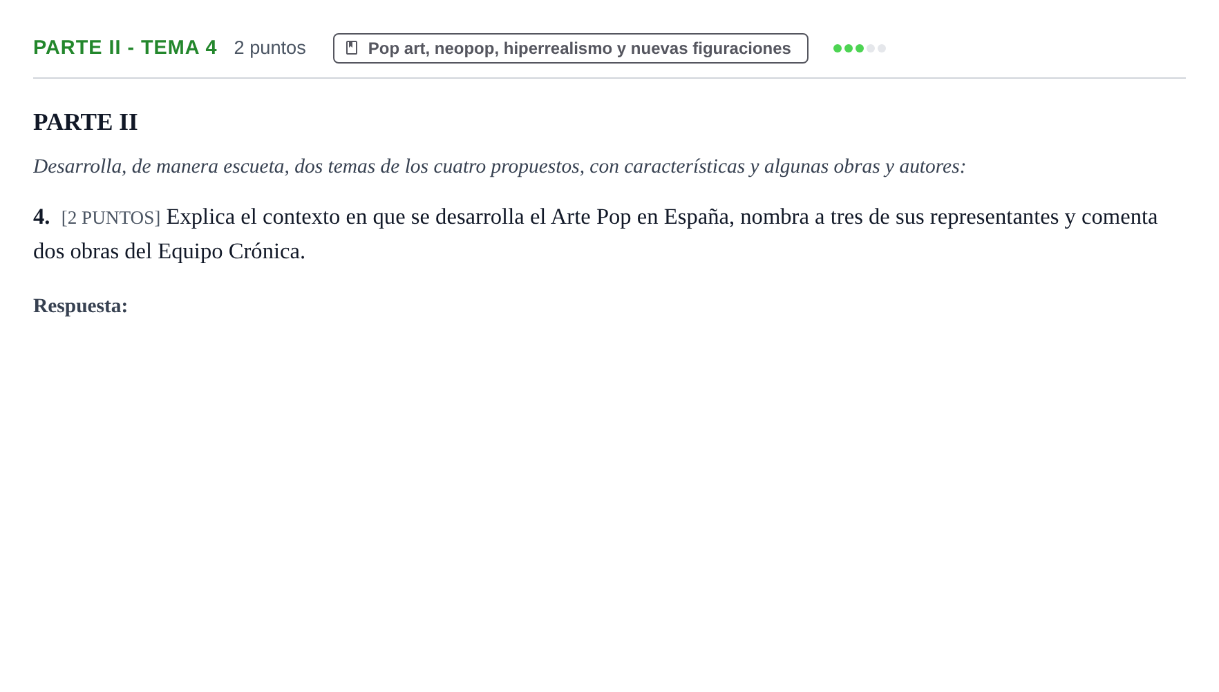 Enunciado: Ejercicio Parte II - Tema 4 · Movimientos Culturales y Artísticos PAU Cantabria Extraordinaria 2024