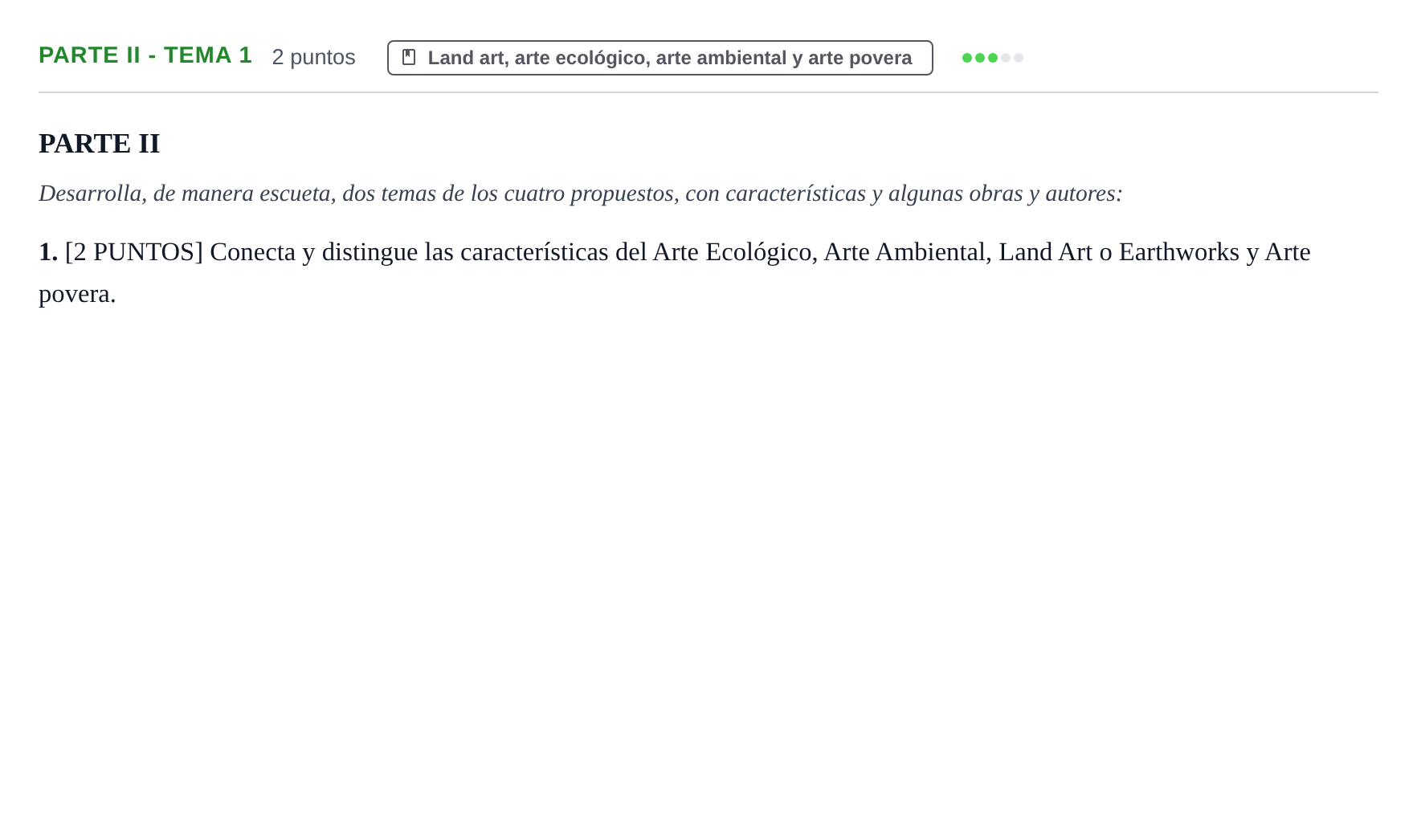 Enunciado: Ejercicio Parte II - Tema 1 · Movimientos Culturales y Artísticos PAU Cantabria Ordinaria 2024
