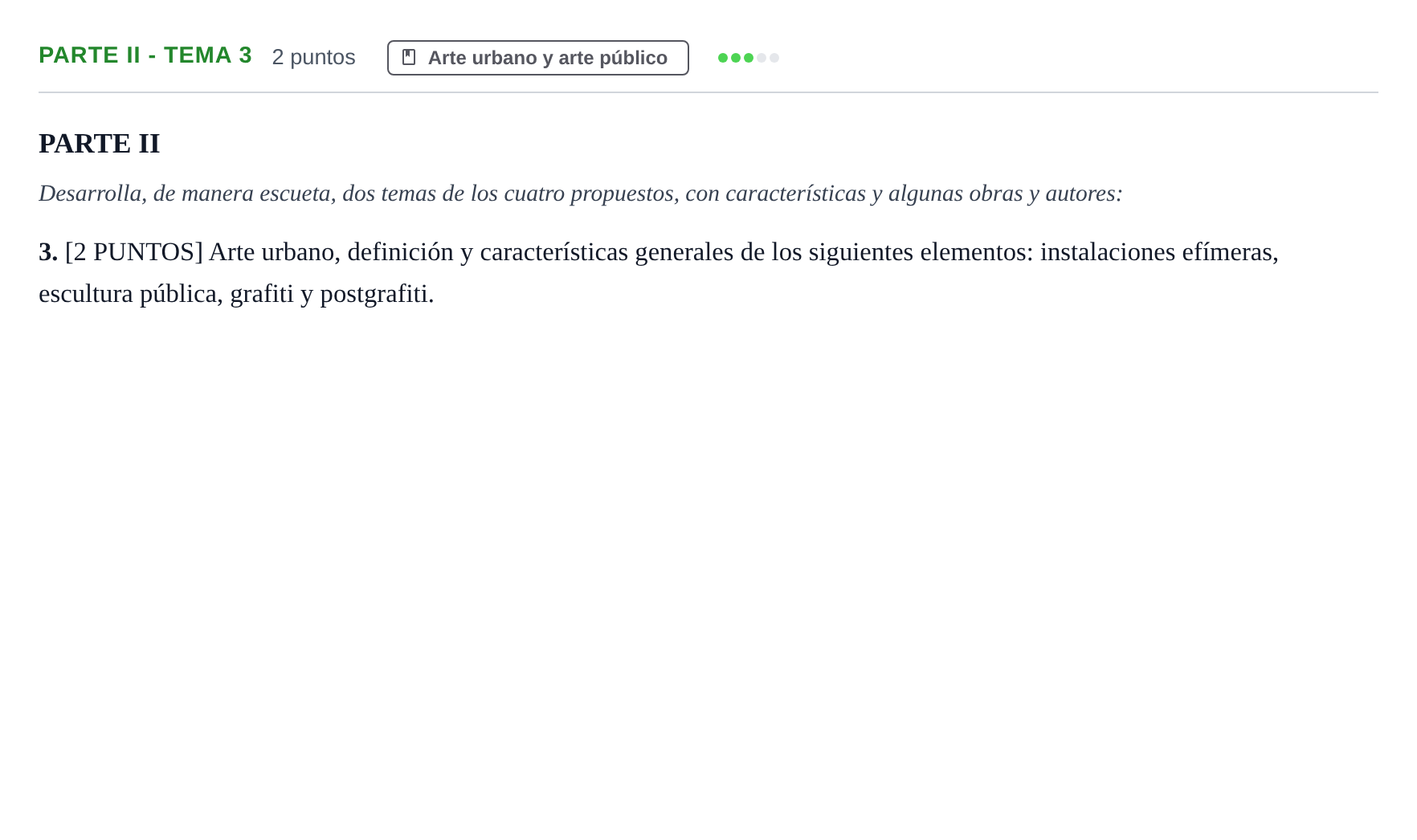 Enunciado: Ejercicio Parte II - Tema 3 · Movimientos Culturales y Artísticos PAU Cantabria Ordinaria 2024