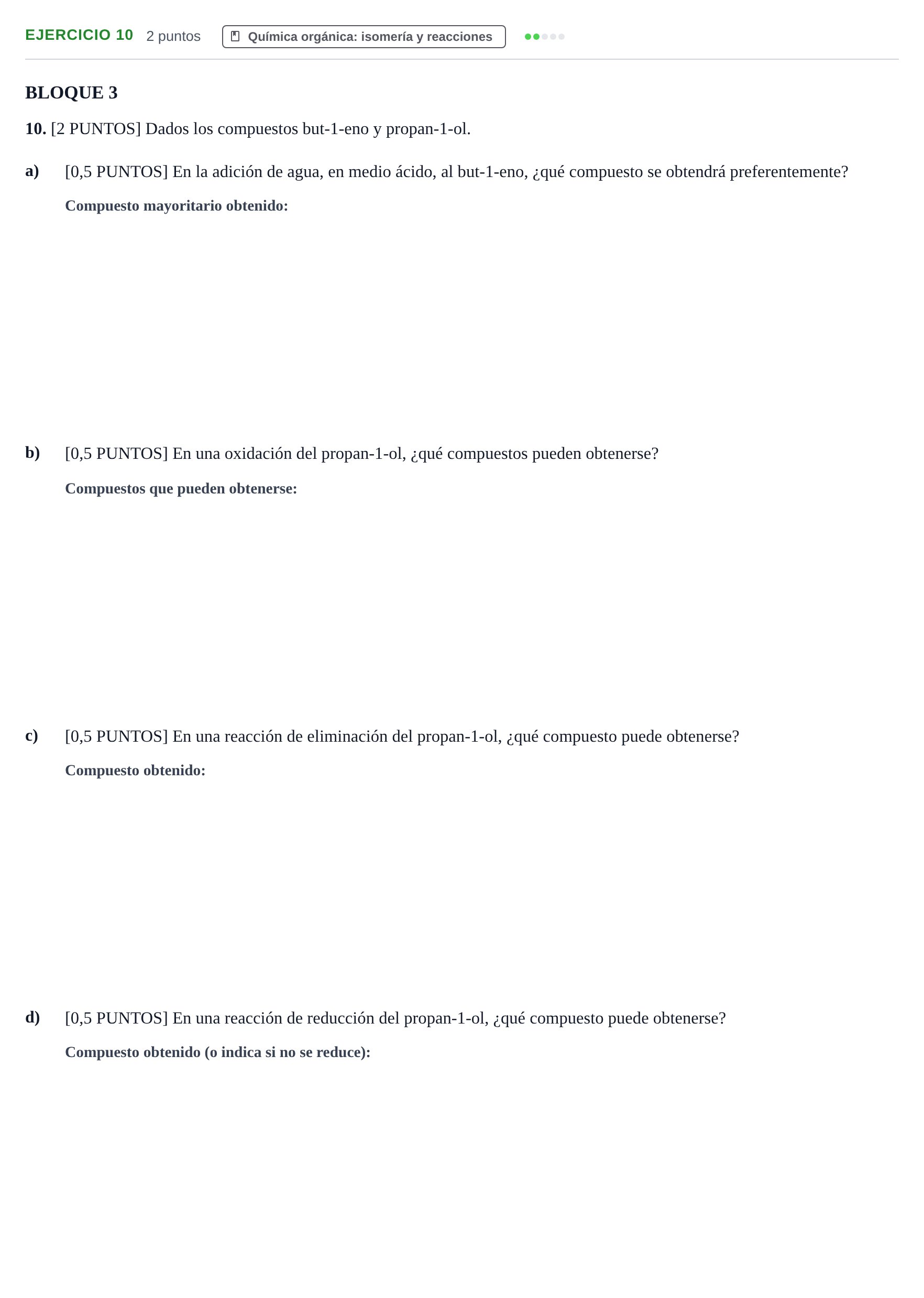 Enunciado: Problema 10 · Química PAU Cantabria Ordinaria 2024