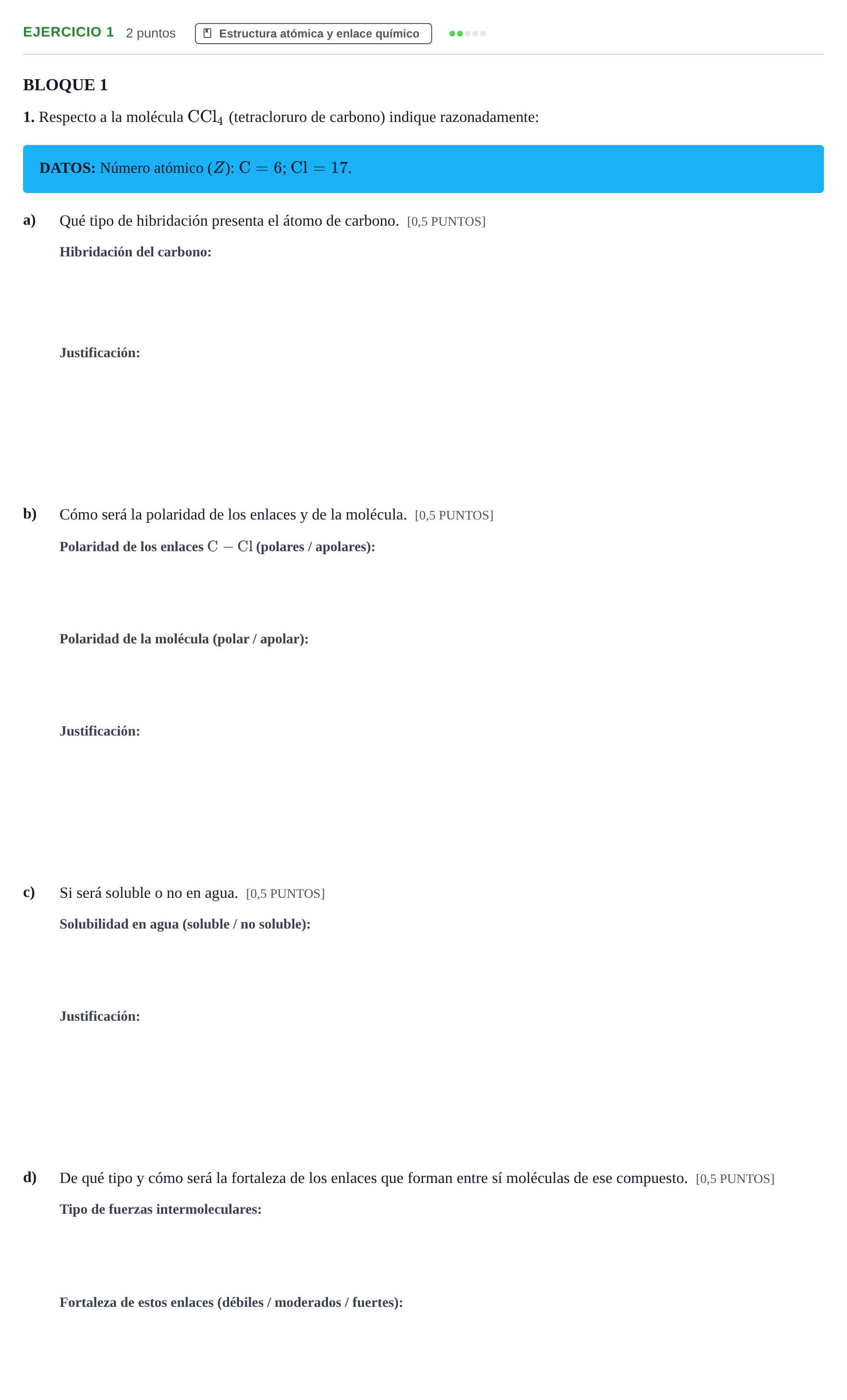 Enunciado: Problema 1 · Química PAU Cantabria Ordinaria 2024