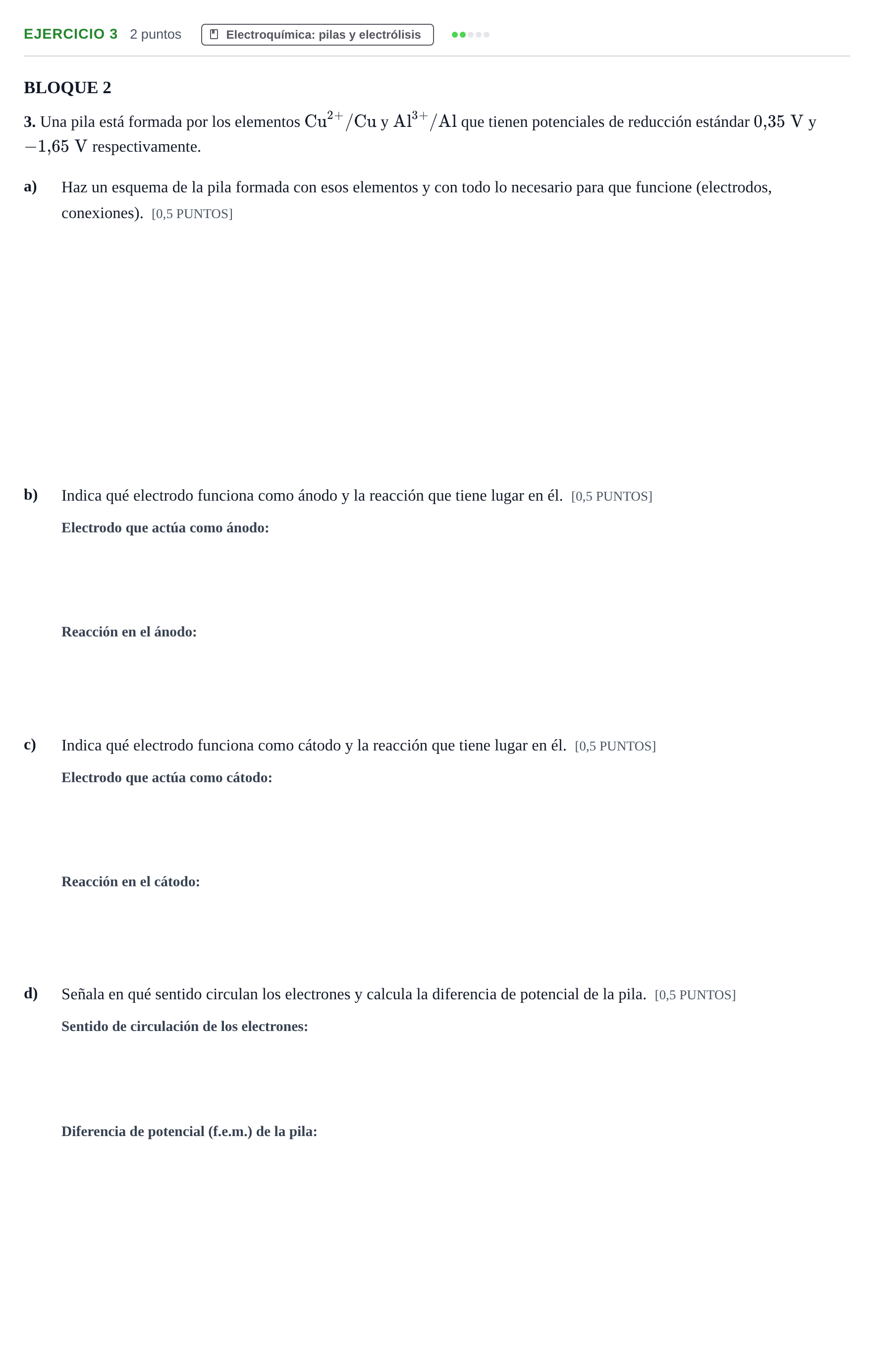 Enunciado: Problema 3 · Química PAU Cantabria Ordinaria 2024
