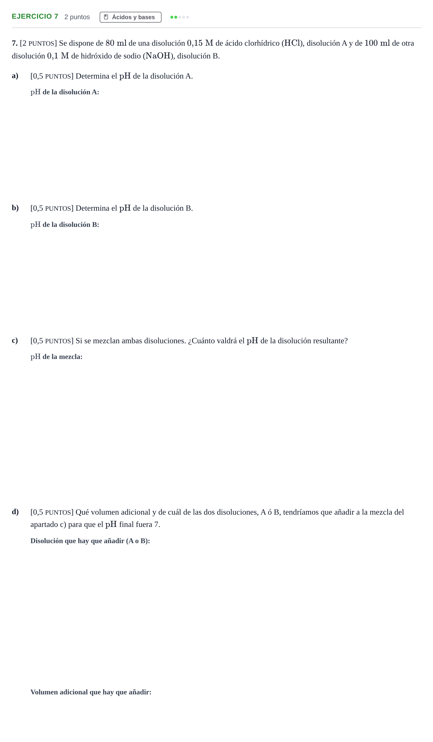Enunciado: Problema 7 · Química PAU Cantabria Ordinaria 2024