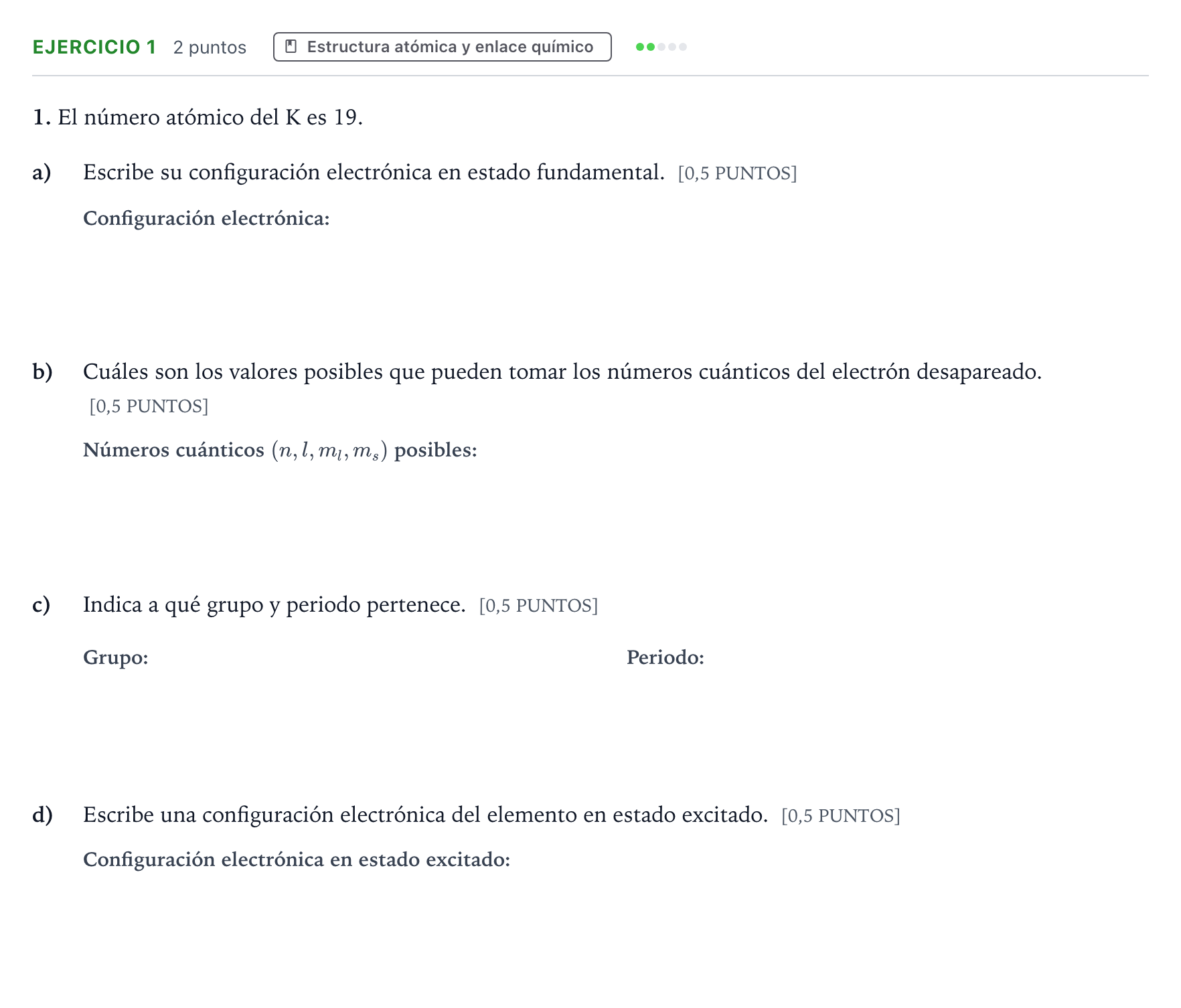 Enunciado: Problema 1 · Química PAU Cantabria Extraordinaria 2024