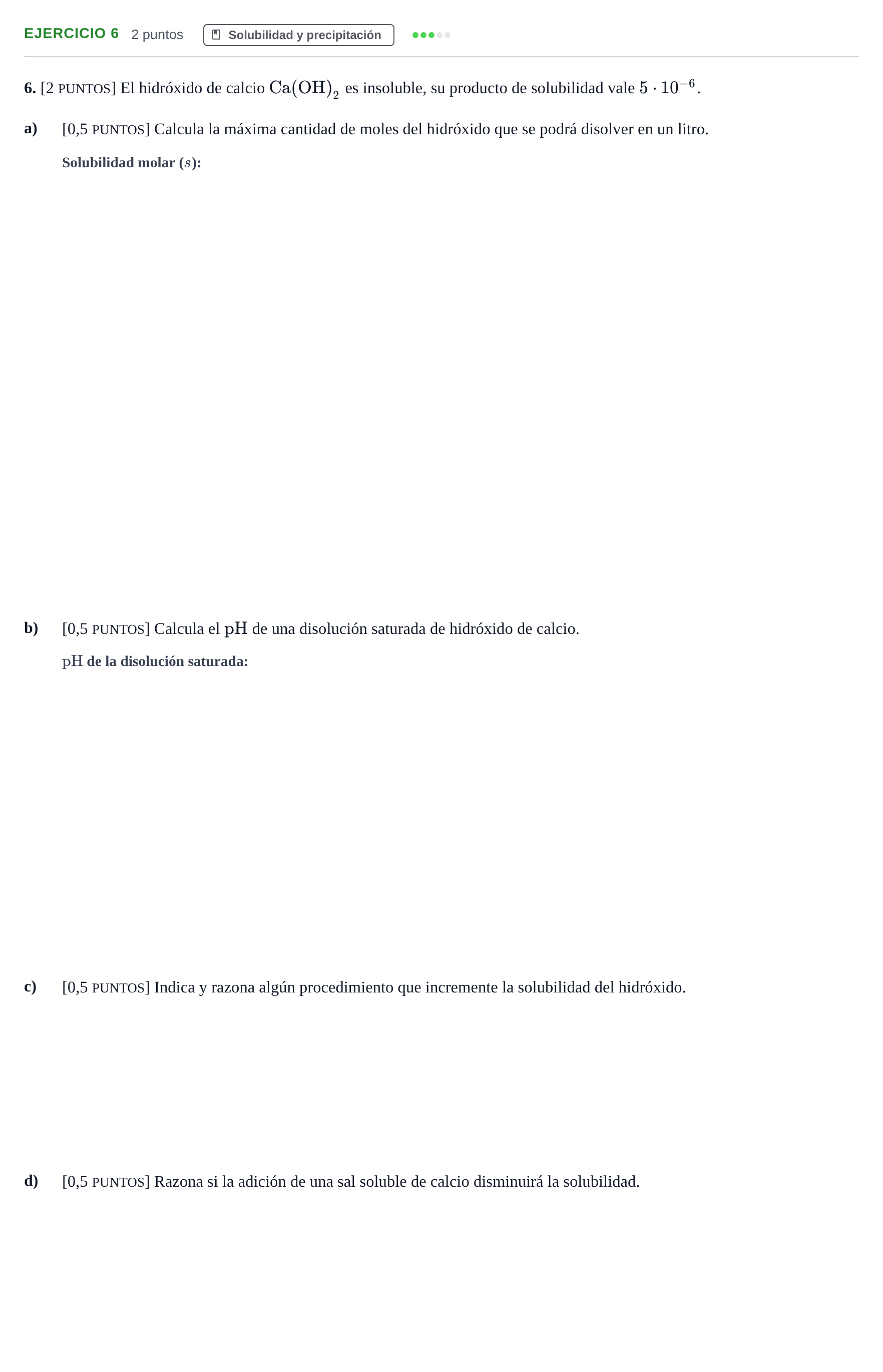 Enunciado: Problema 6 · Química PAU Cantabria Extraordinaria 2024