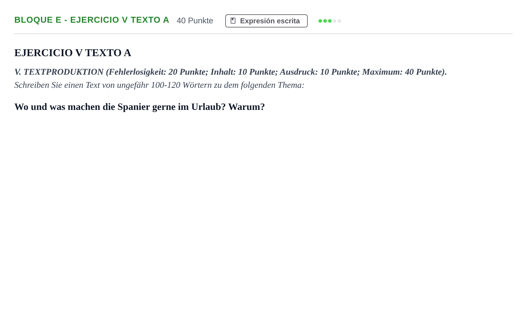 Enunciado: Bloque E - Ejercicio V Texto A · Alemán PAU Andalucía Examen 1 2020