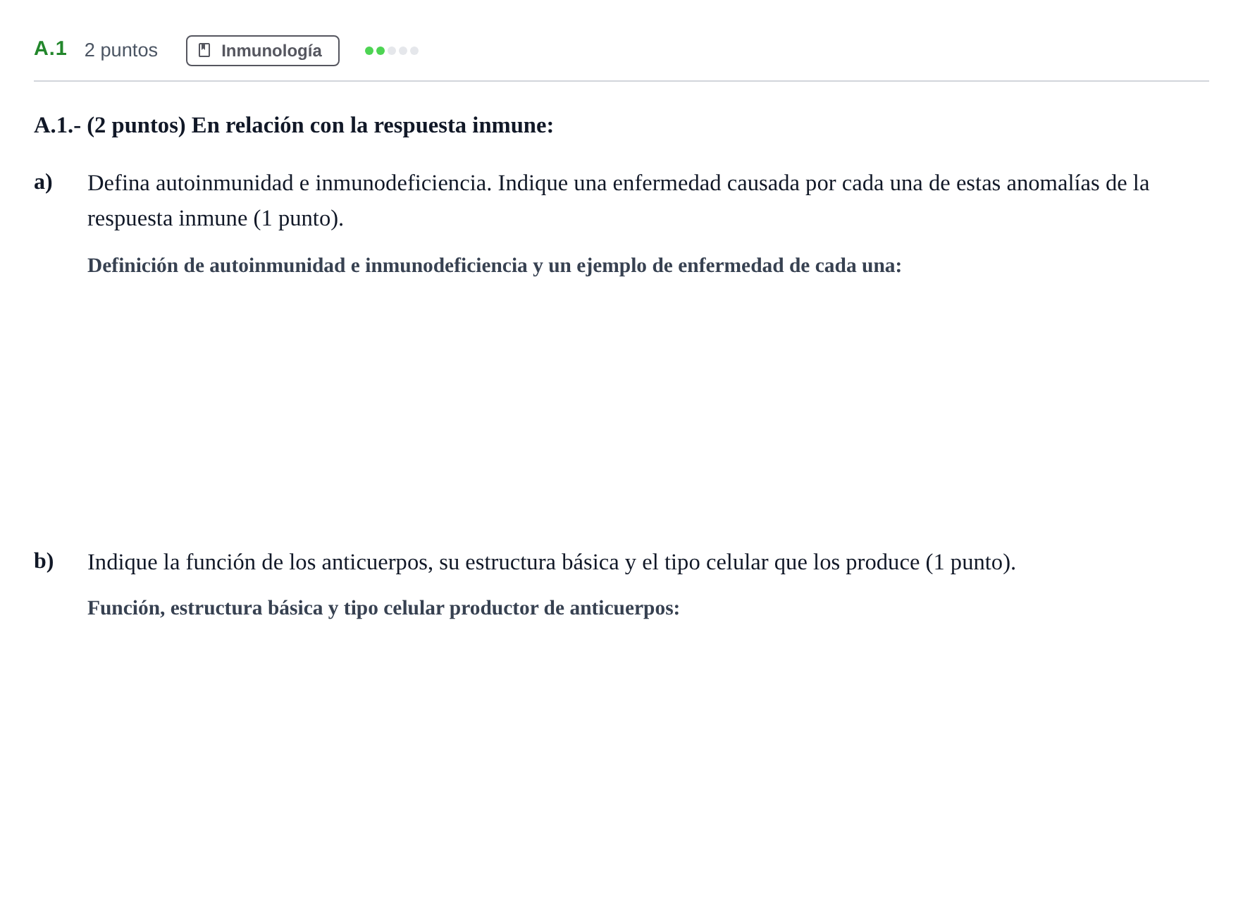Enunciado: Ejercicio A.1 · Biología PAU Madrid Extraordinaria 2020