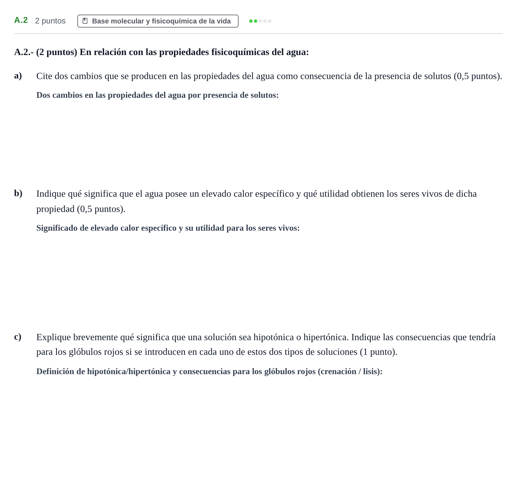 Enunciado: Ejercicio A.2 · Biología PAU Madrid Extraordinaria 2020