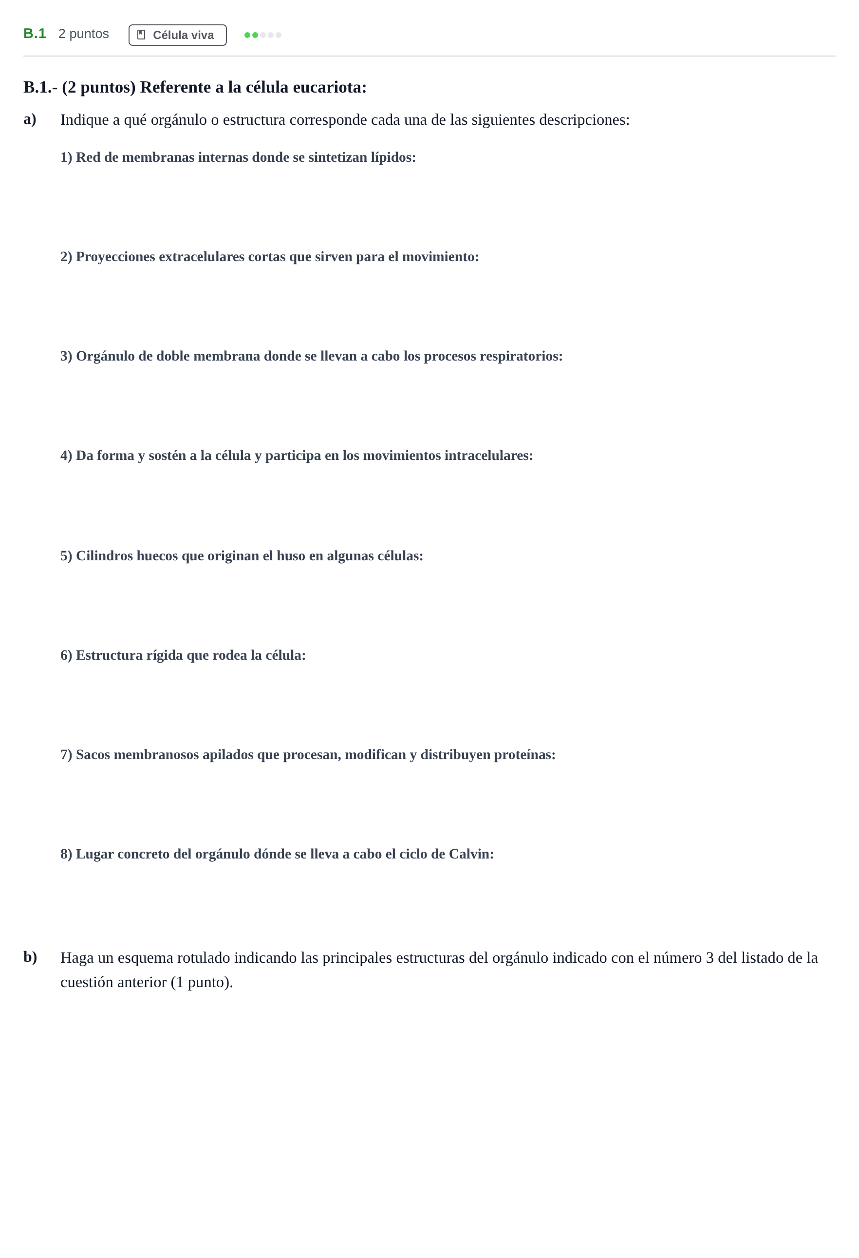 Enunciado: Ejercicio B.1 · Biología PAU Madrid Extraordinaria 2020
