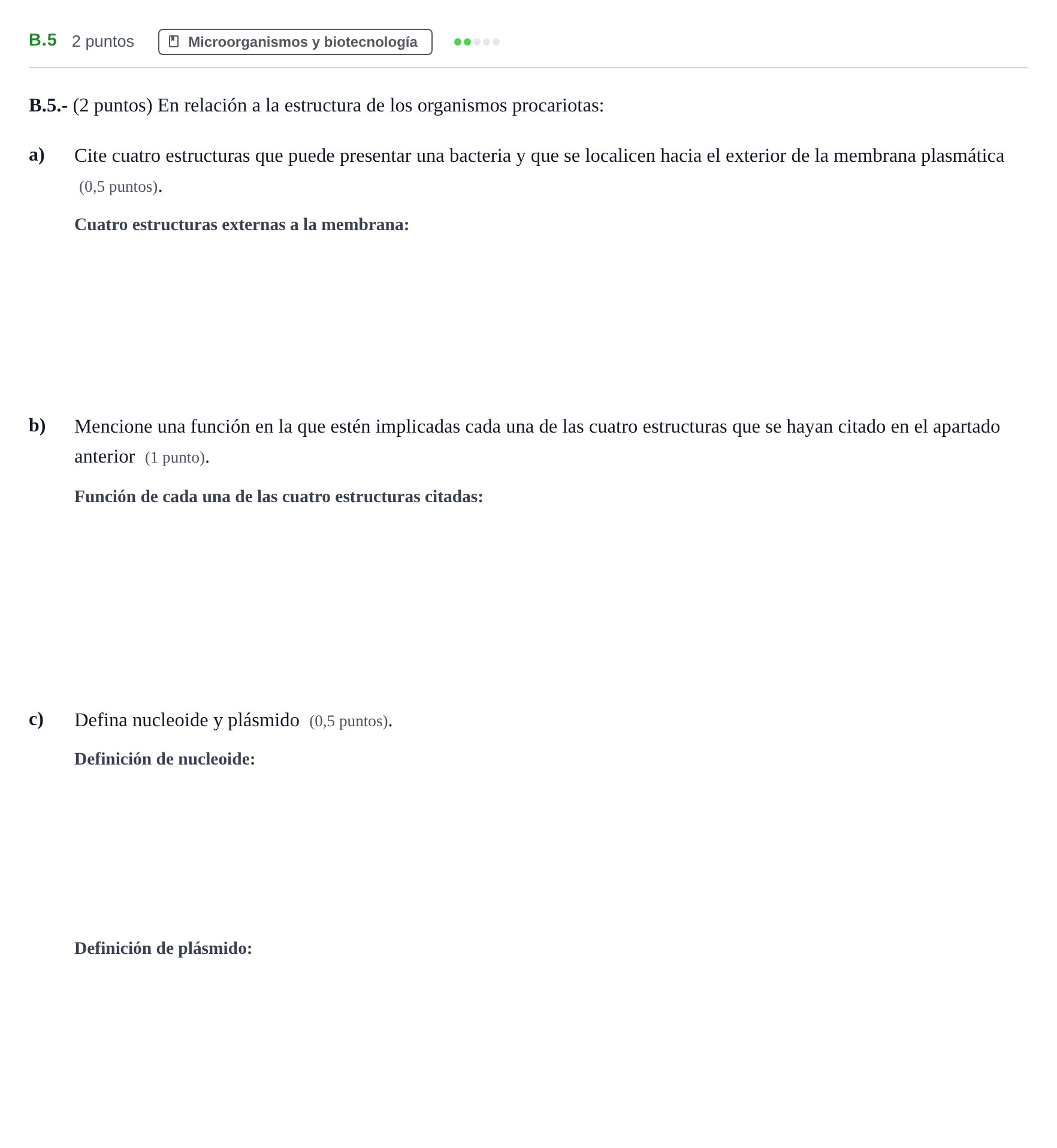 Enunciado: Ejercicio B.5 · Biología PAU Madrid Extraordinaria 2020