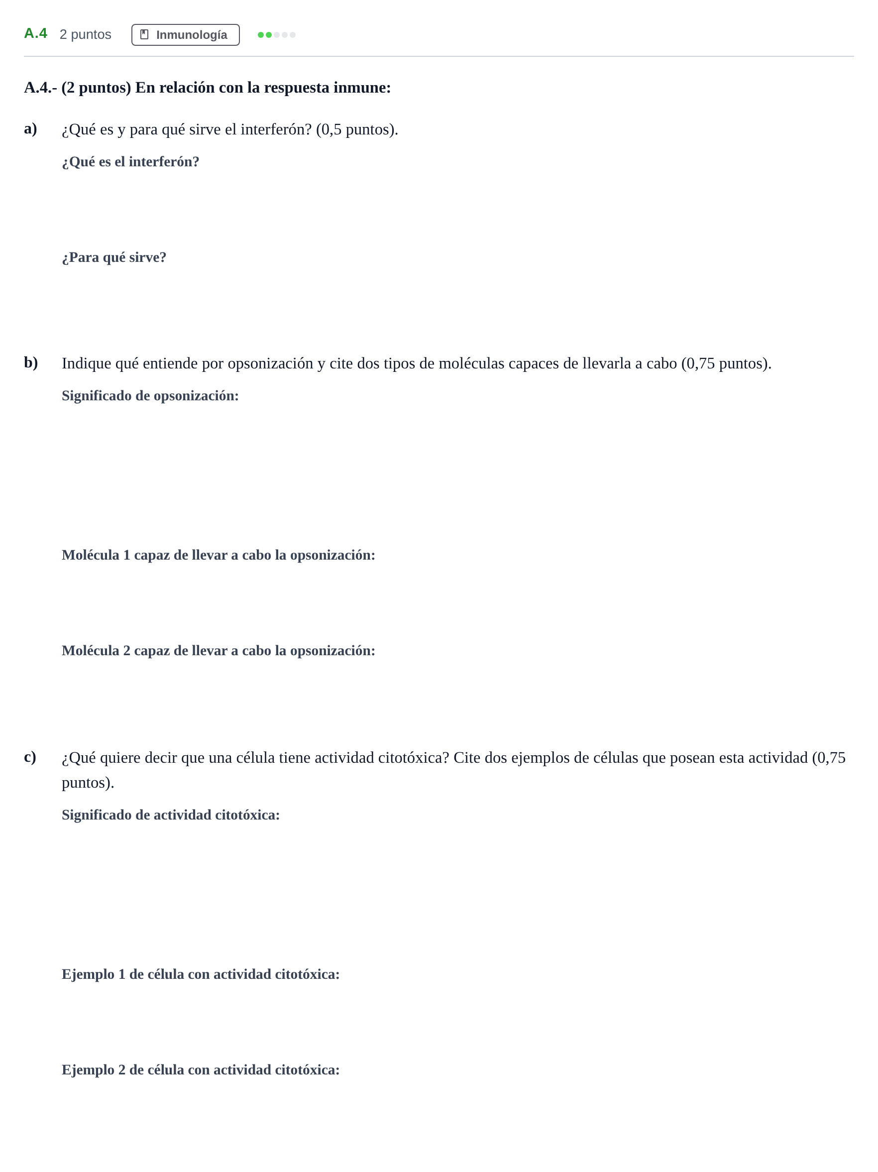 Enunciado: Ejercicio A.4 · Biología PAU Madrid Ordinaria 2020