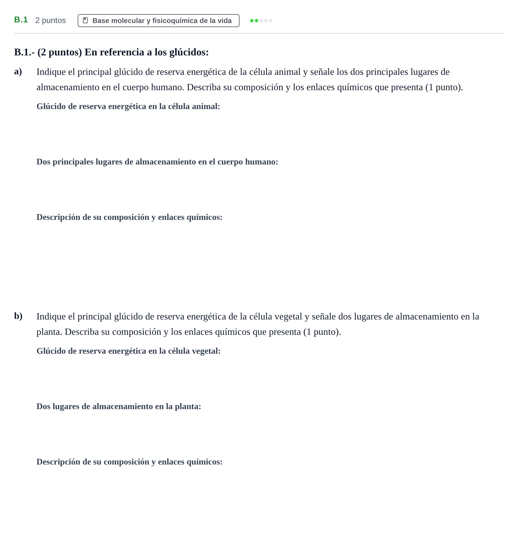 Enunciado: Ejercicio B.1 · Biología PAU Madrid Ordinaria 2020