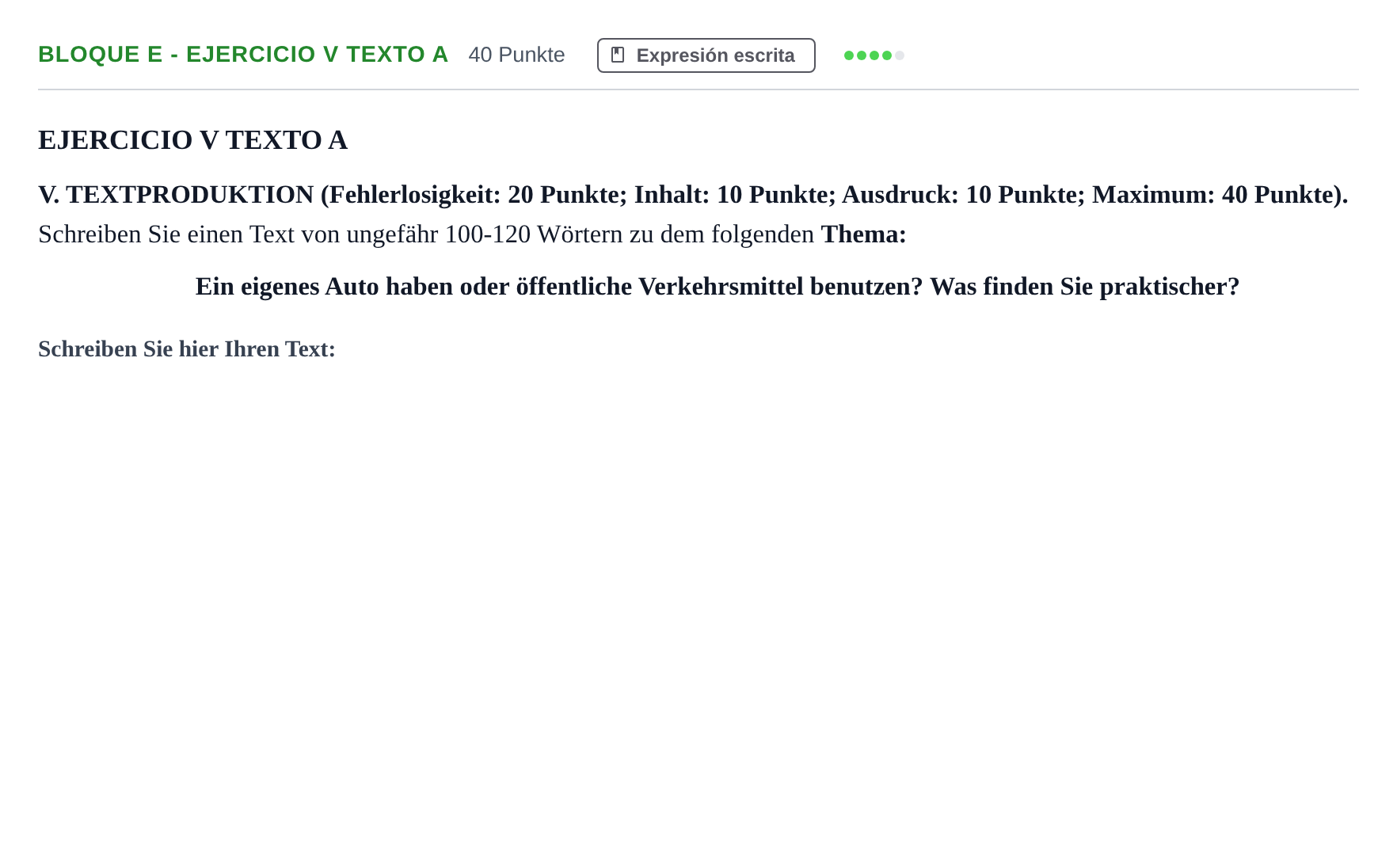 Enunciado: Bloque E - Ejercicio V Texto A · Alemán PAU Andalucía Examen 3 2020