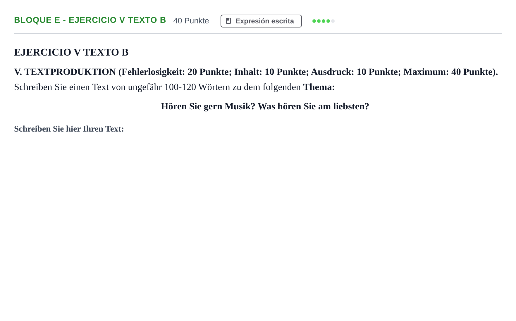 Enunciado: Bloque E - Ejercicio V Texto B · Alemán PAU Andalucía Examen 3 2020