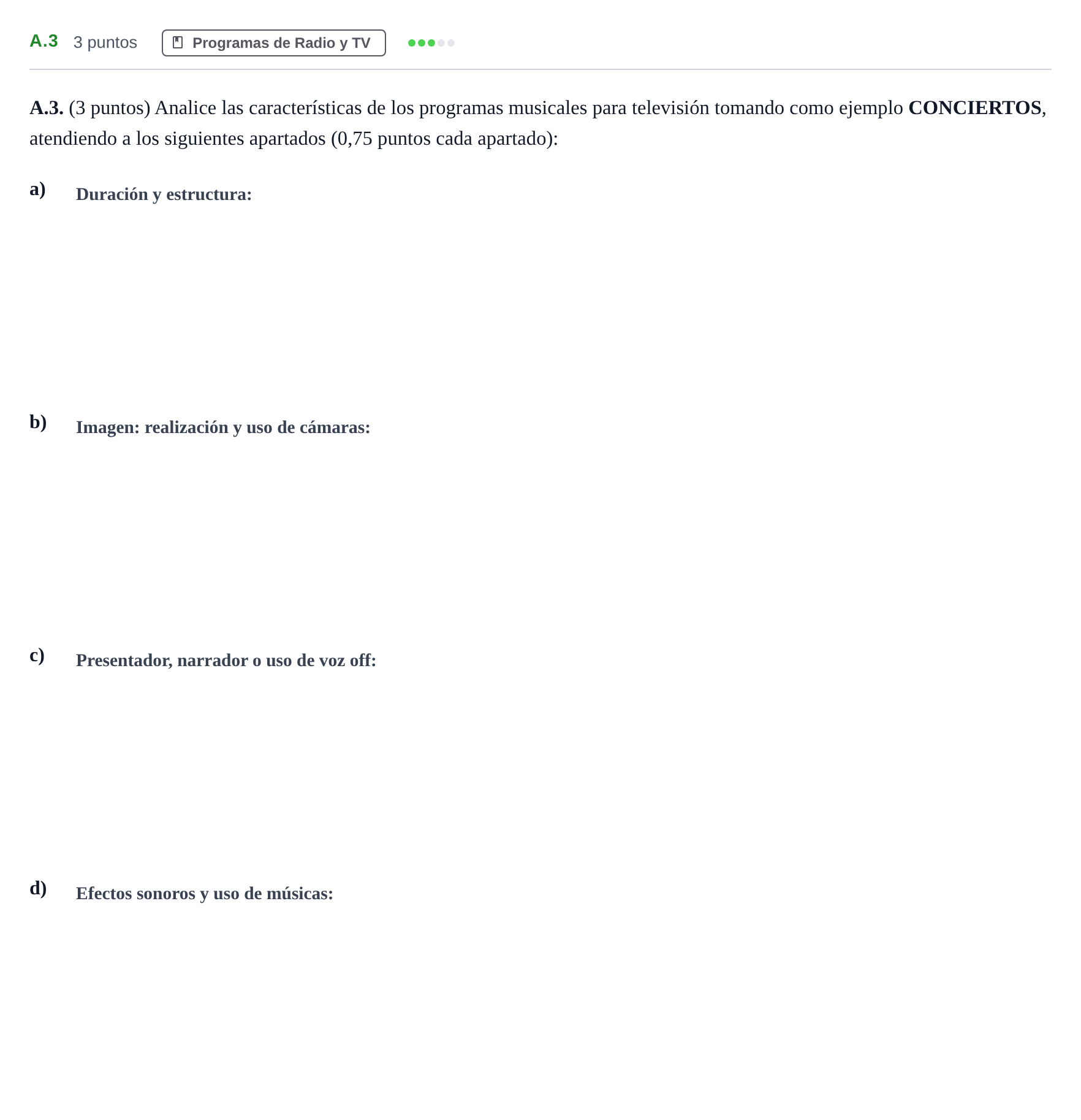 Enunciado: Ejercicio A.3 · Cultura Audiovisual II PAU Madrid Modelo 2020