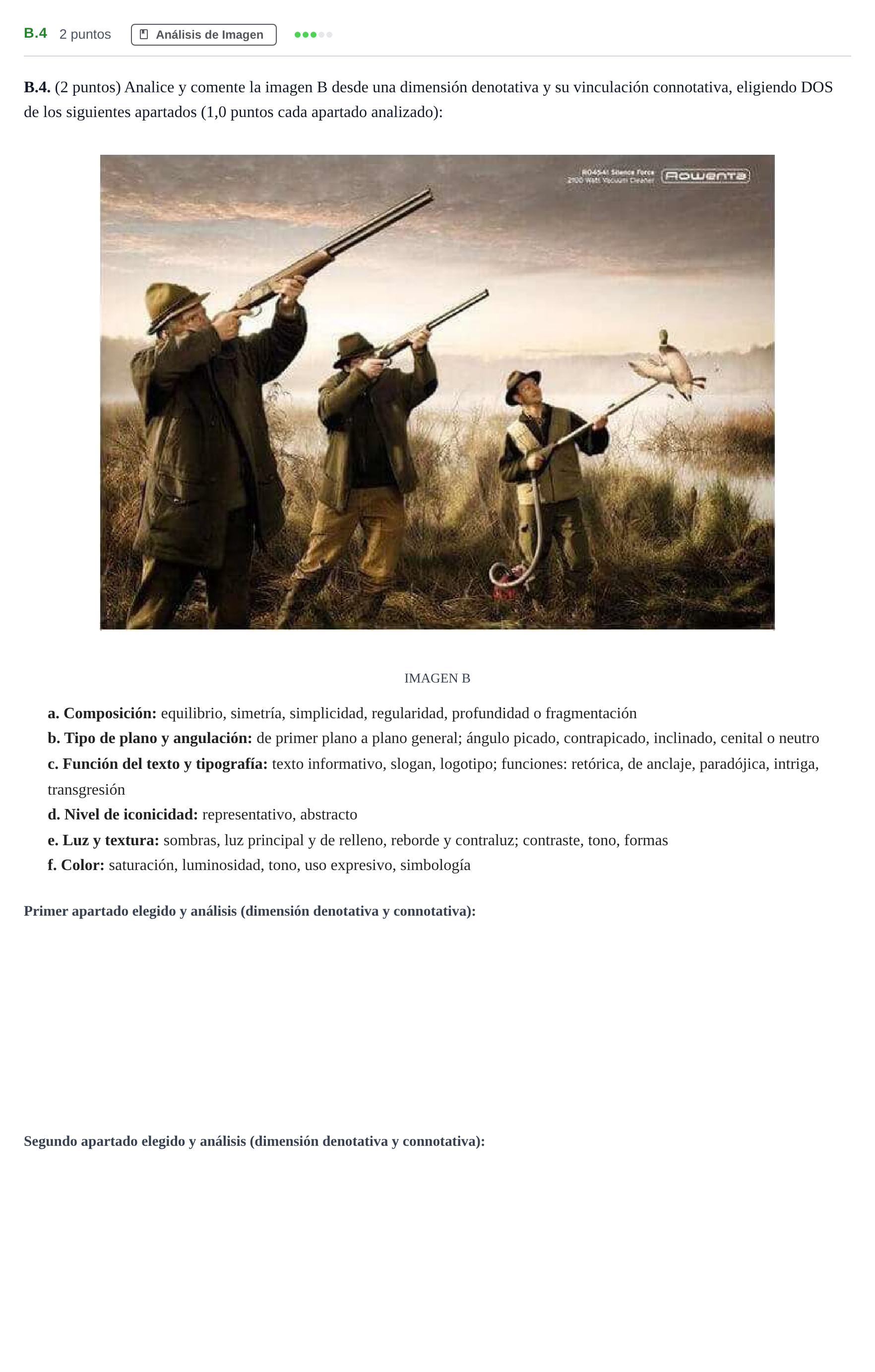 Enunciado: Ejercicio B.4 · Cultura Audiovisual II PAU Madrid Modelo 2020