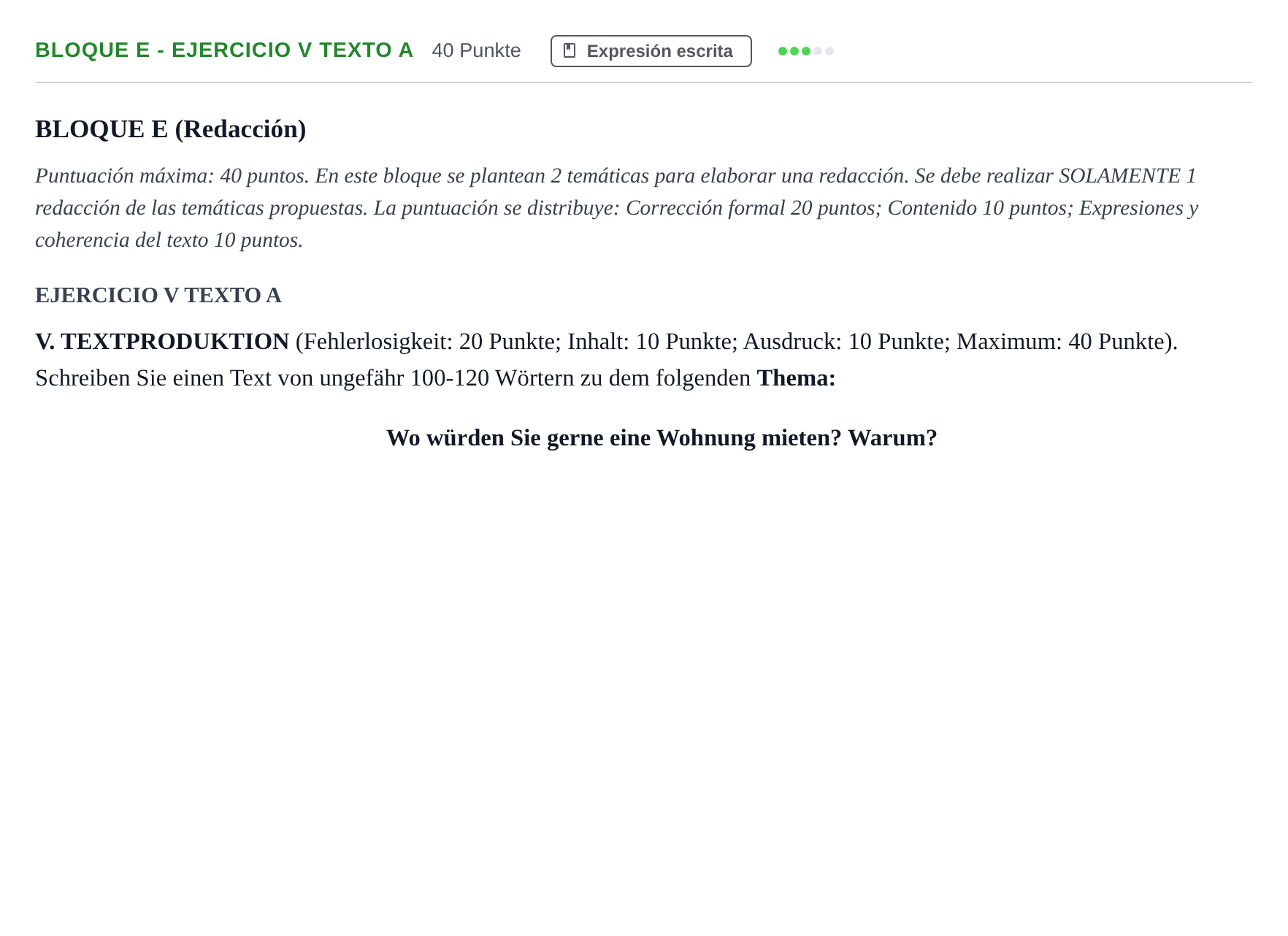 Enunciado: Bloque E - Ejercicio V Texto A · Alemán PAU Andalucía Examen 4 2020