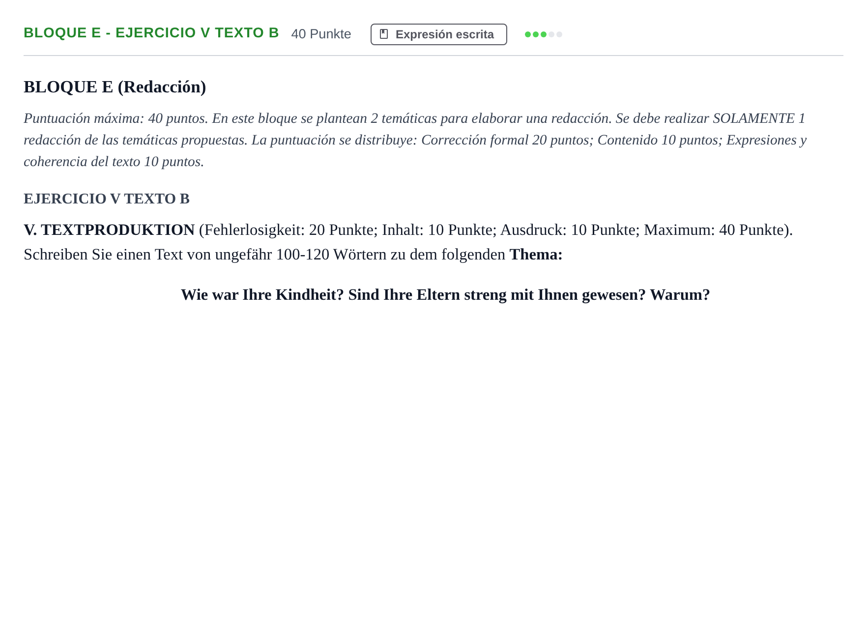 Enunciado: Bloque E - Ejercicio V Texto B · Alemán PAU Andalucía Examen 4 2020