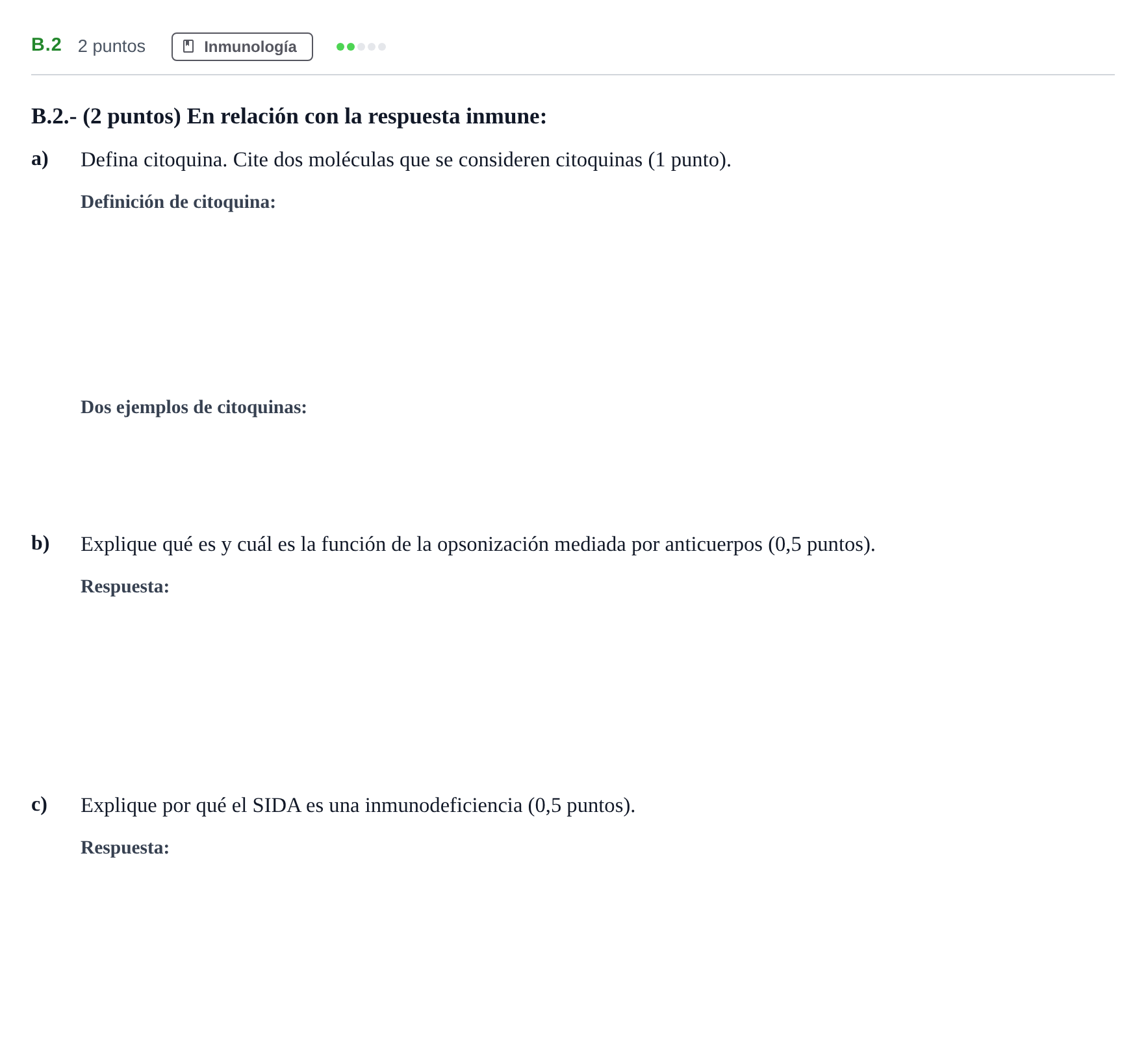 Enunciado: Ejercicio B.2 · Biología PAU Madrid Modelo 2020