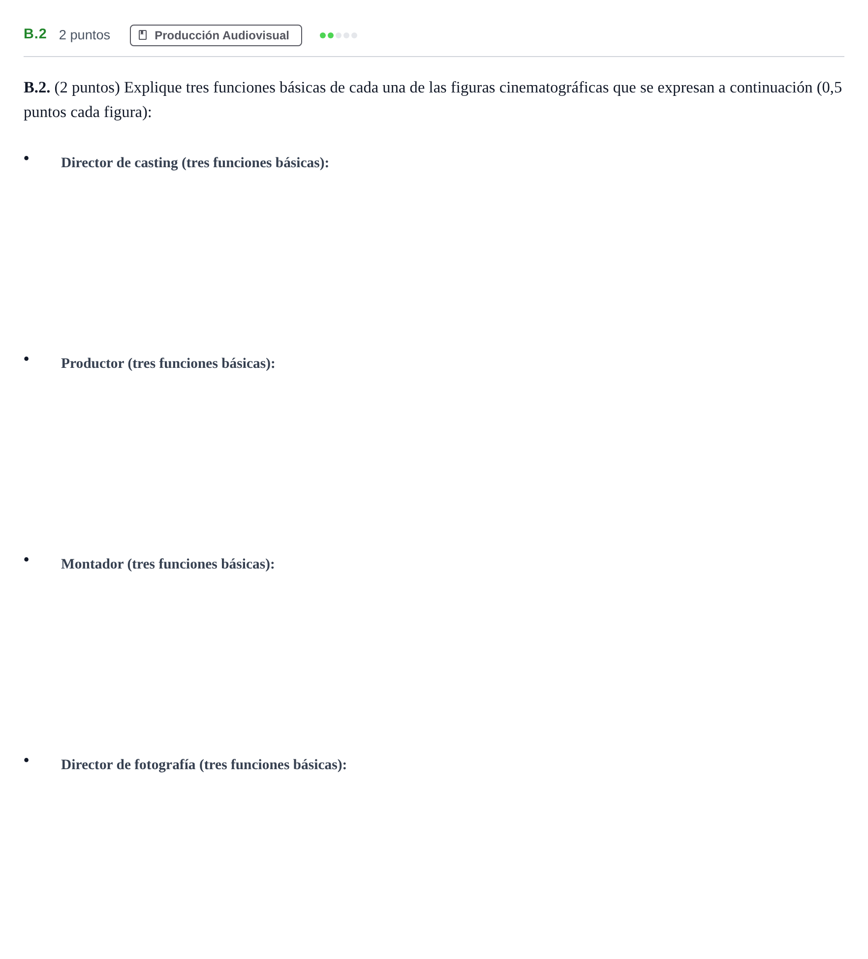 Enunciado: Ejercicio B.2 · Cultura Audiovisual II PAU Madrid Ordinaria 2020
