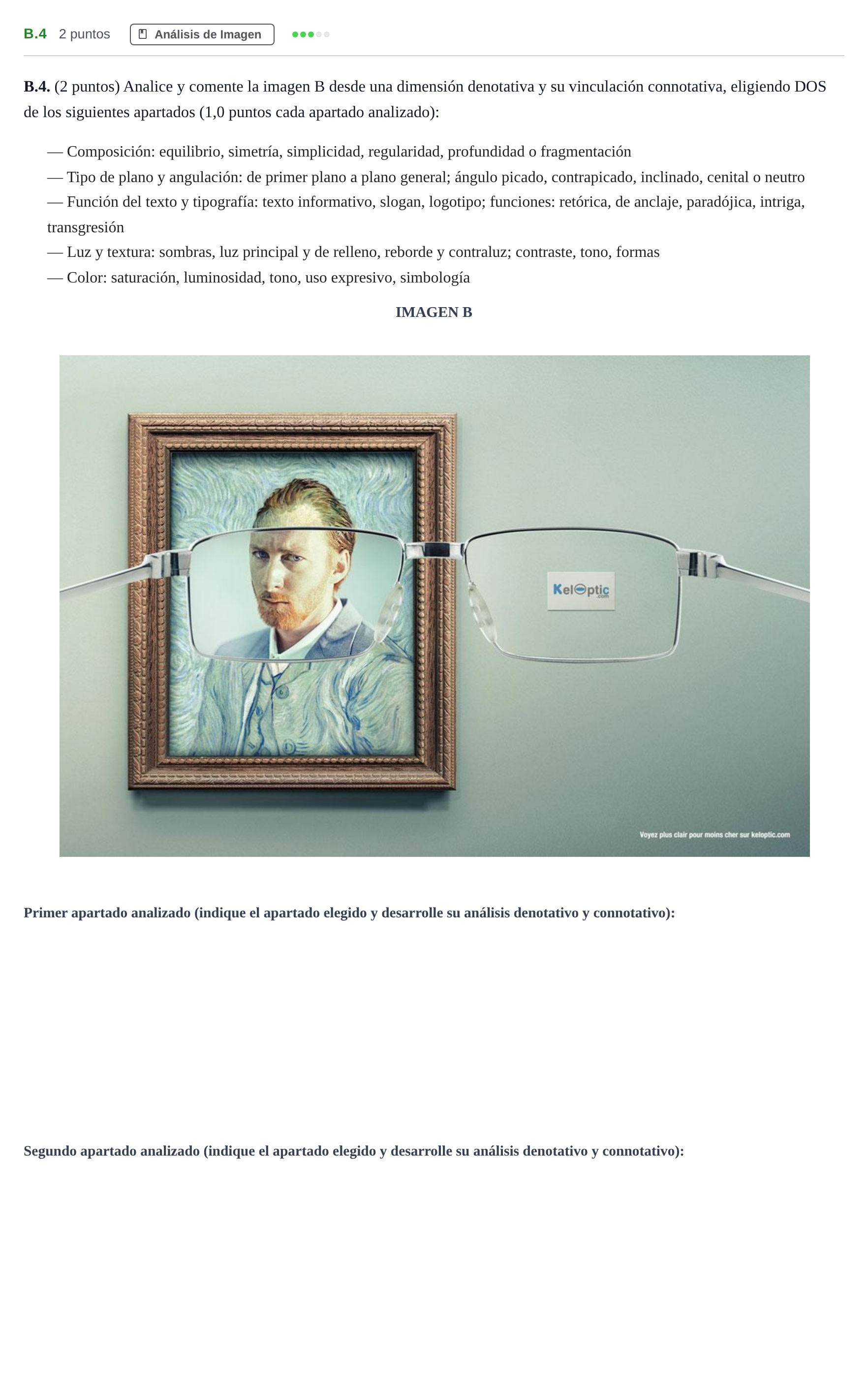 Enunciado: Ejercicio B.4 · Cultura Audiovisual II PAU Madrid Ordinaria 2020