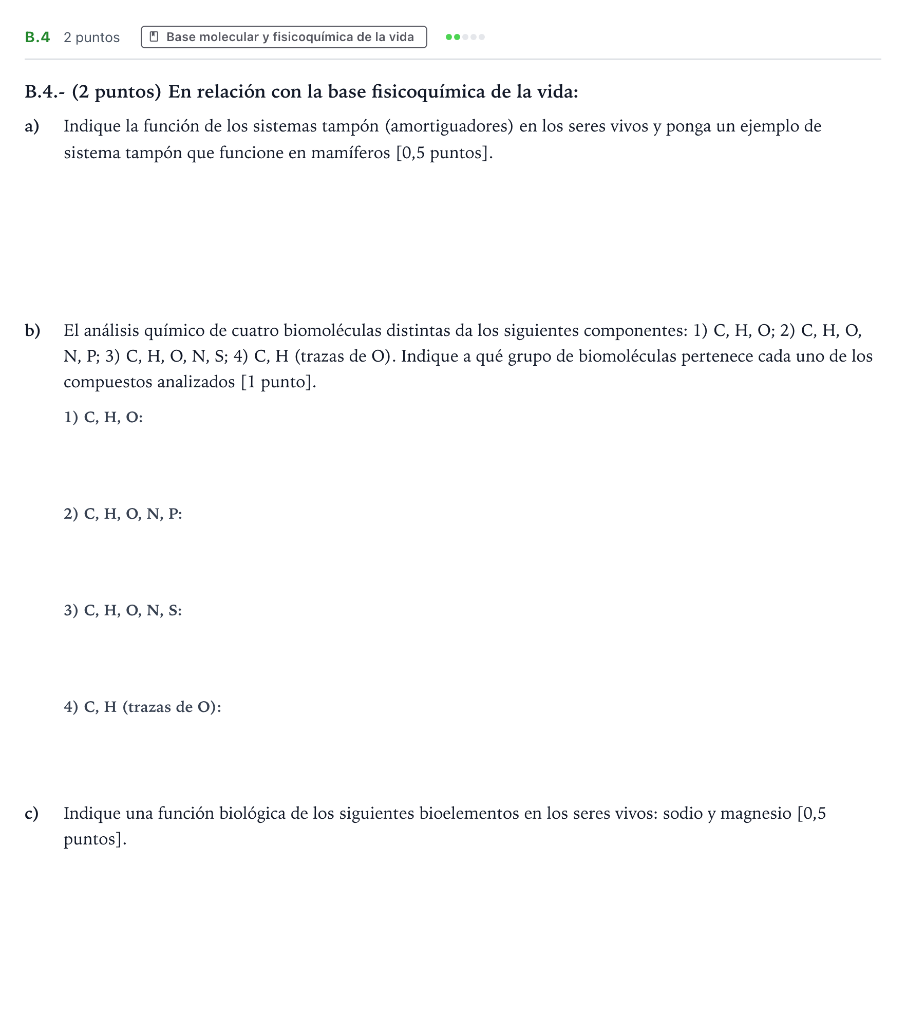 Enunciado: Ejercicio B.4 · Biología PAU Madrid Ordinaria Coincidencias 2020