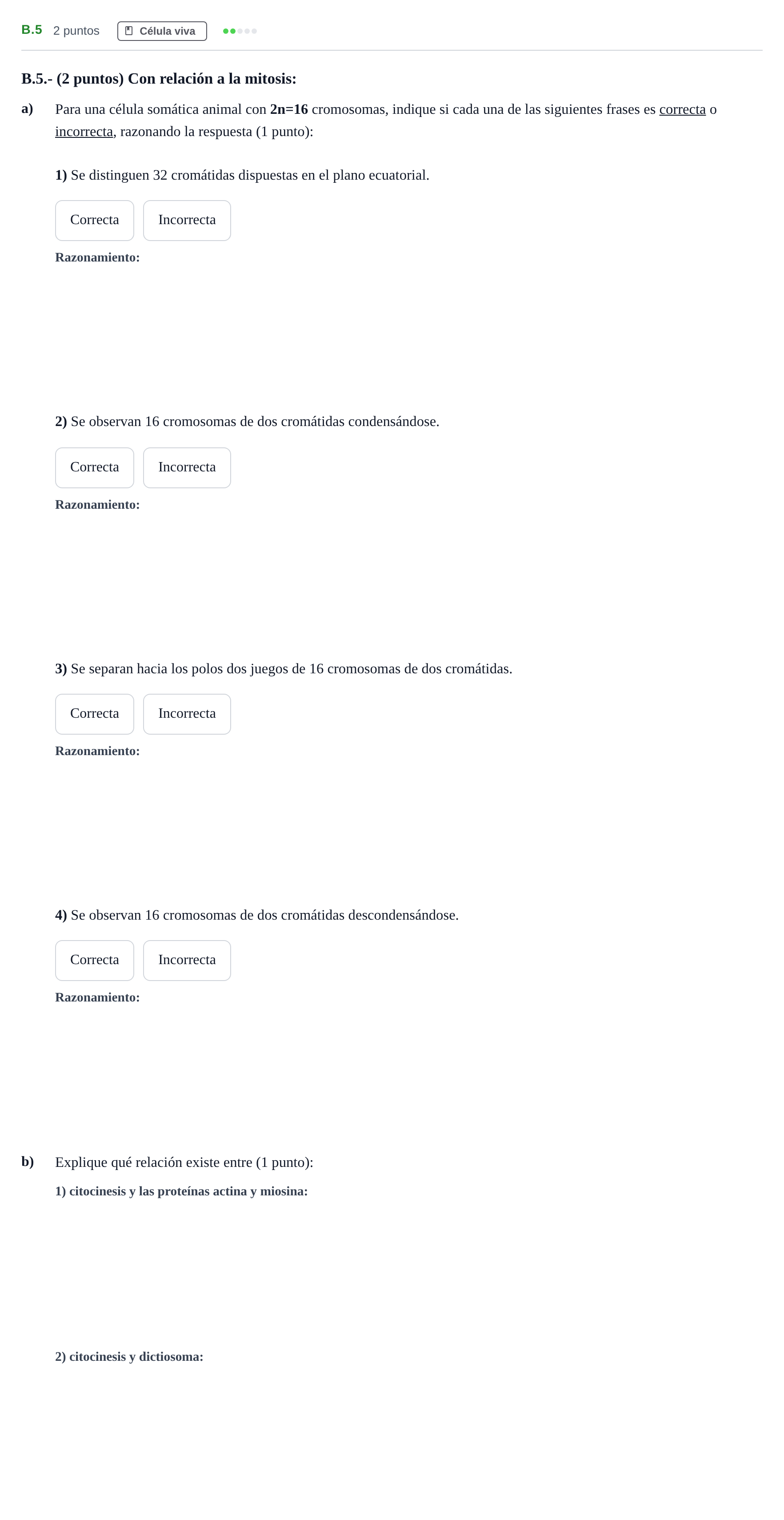 Enunciado: Ejercicio B.5 · Biología PAU Madrid Ordinaria Coincidencias 2020
