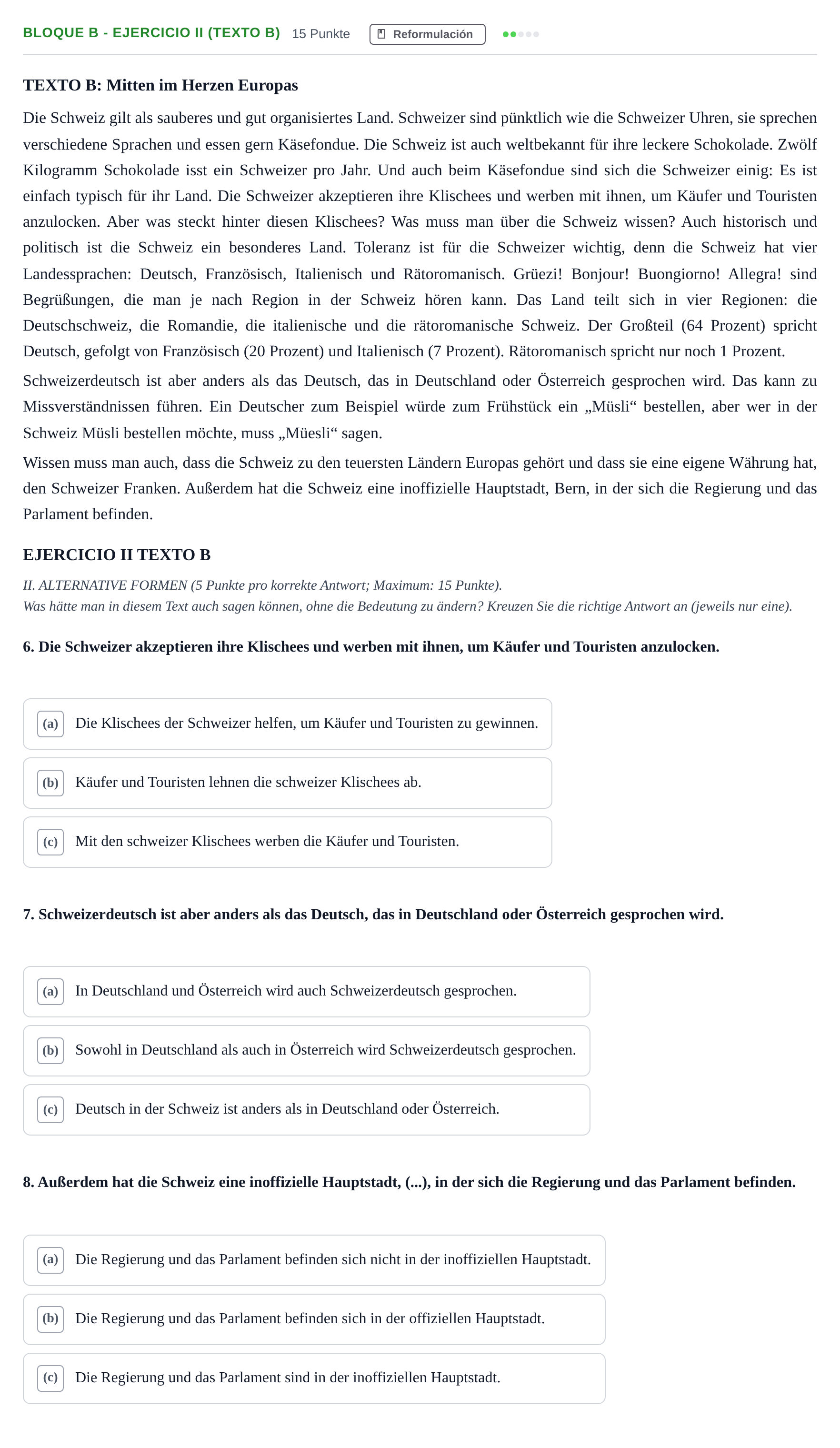 Enunciado: Bloque B - Ejercicio II (Texto B) · Alemán PAU Andalucía Examen 5 2020